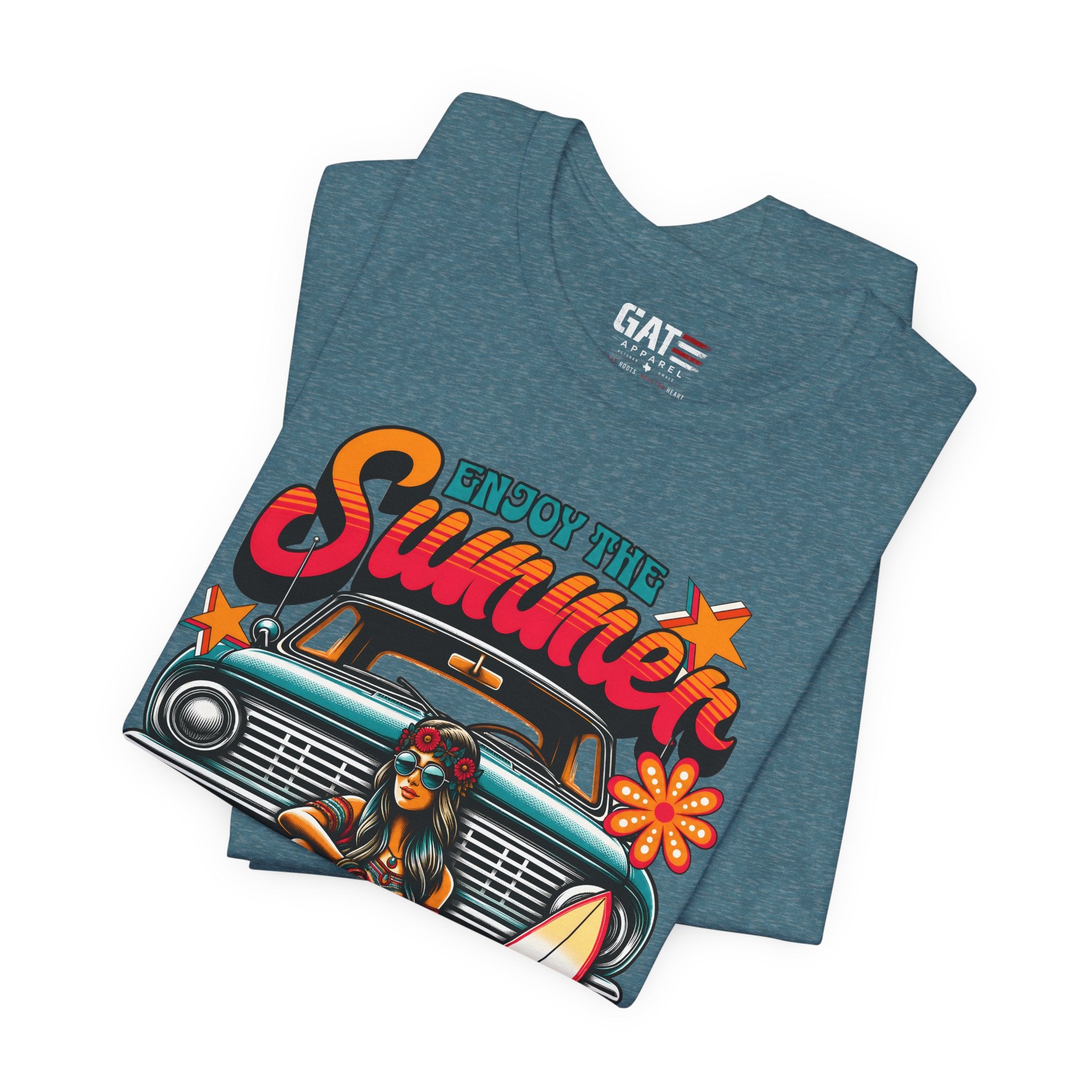 Enjoy The Summer Shirt, Retro Beach Tee, Vintage Surf Shirt, Hippie Summer T Shirt, Boho Vacation Shirt, Groovy Summer Graphic Tee