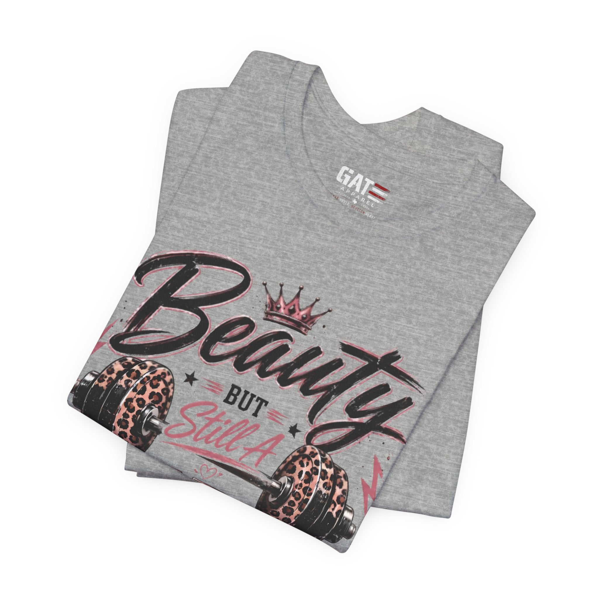 Beauty But Still A Beast Shirt, Women's Gym Shirt, Leopard Print Workout Tee, Fitness Shirt for Her
