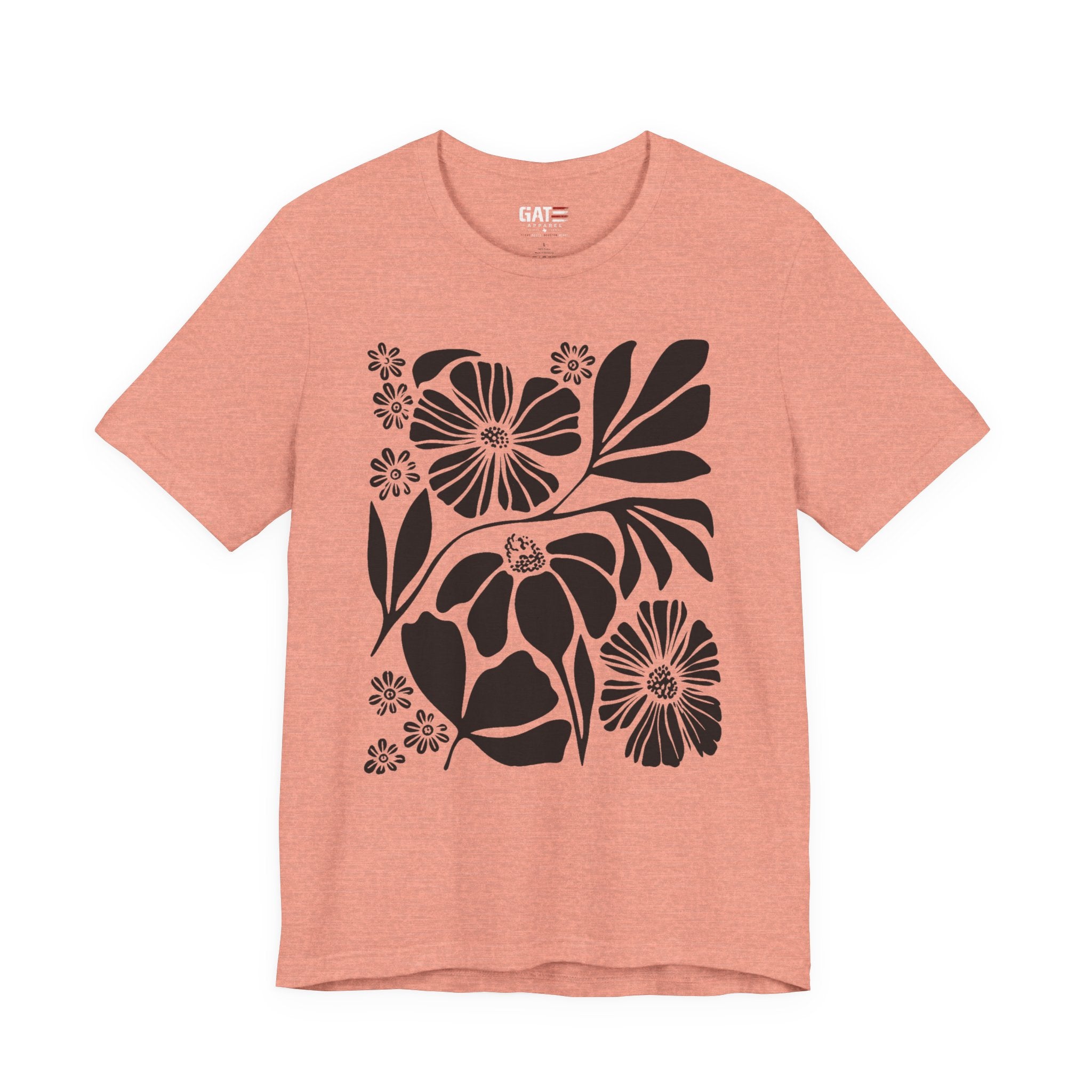 Floral Silhouette Tee — Black Botanical Flower Print