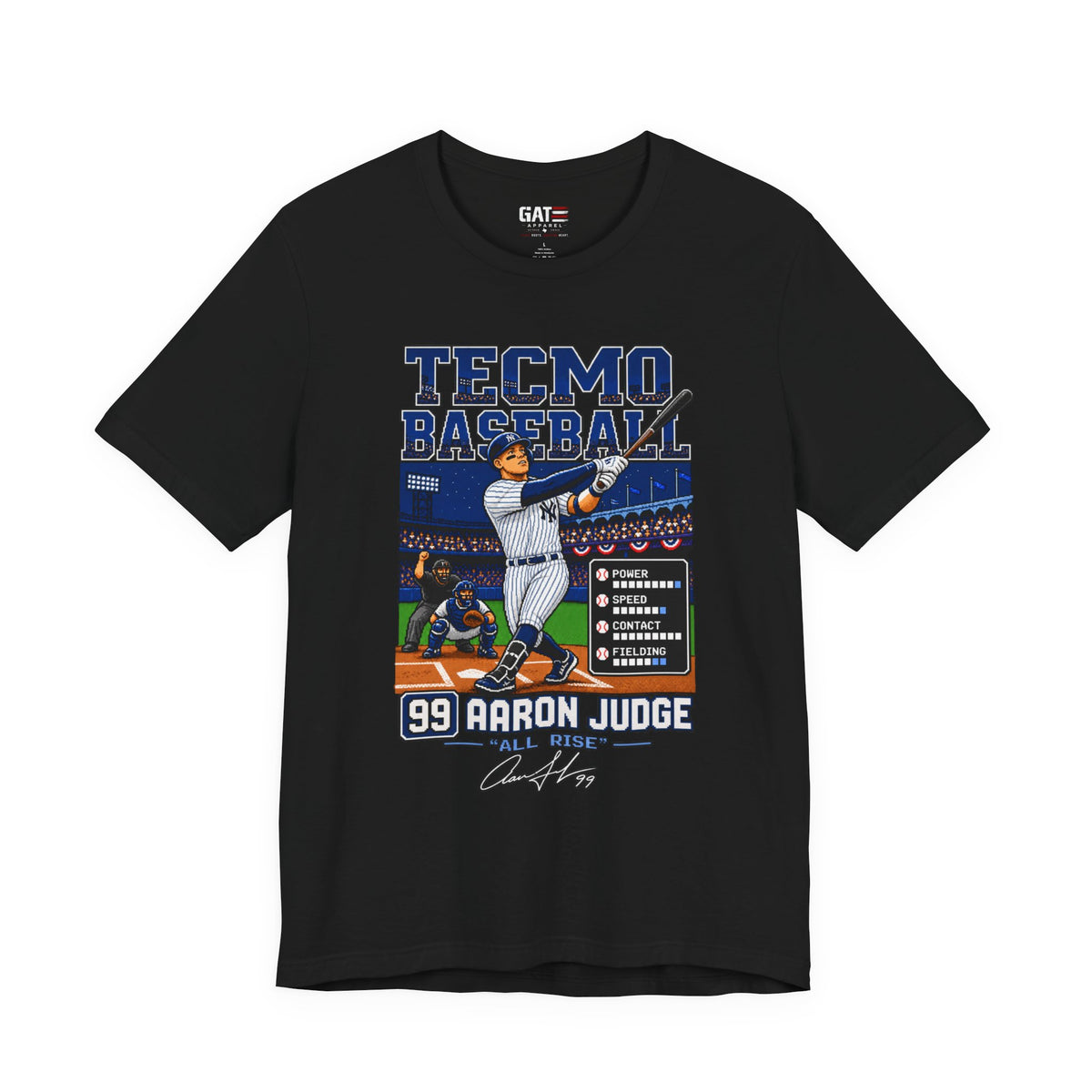 New York Yankees – Aaron Judge – Tecmo Baseball Tee — Retro Video Game Baseball T-Shirt