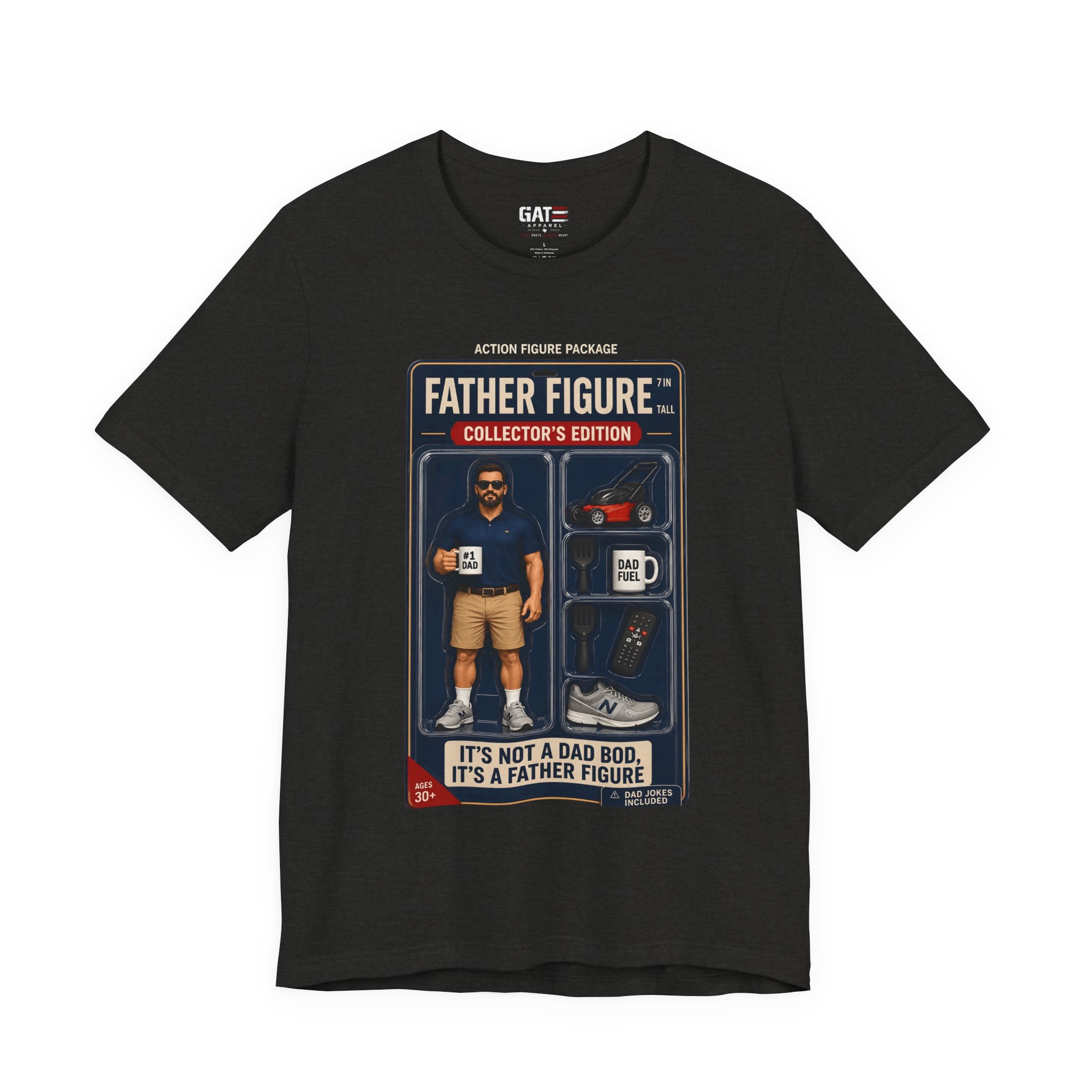 Father Figure Action Figure Shirt | Funny Dad Bod Tee | Collector's Edition Dad Shirt | Father's Day Gift for Dad | Dad Jokes Included