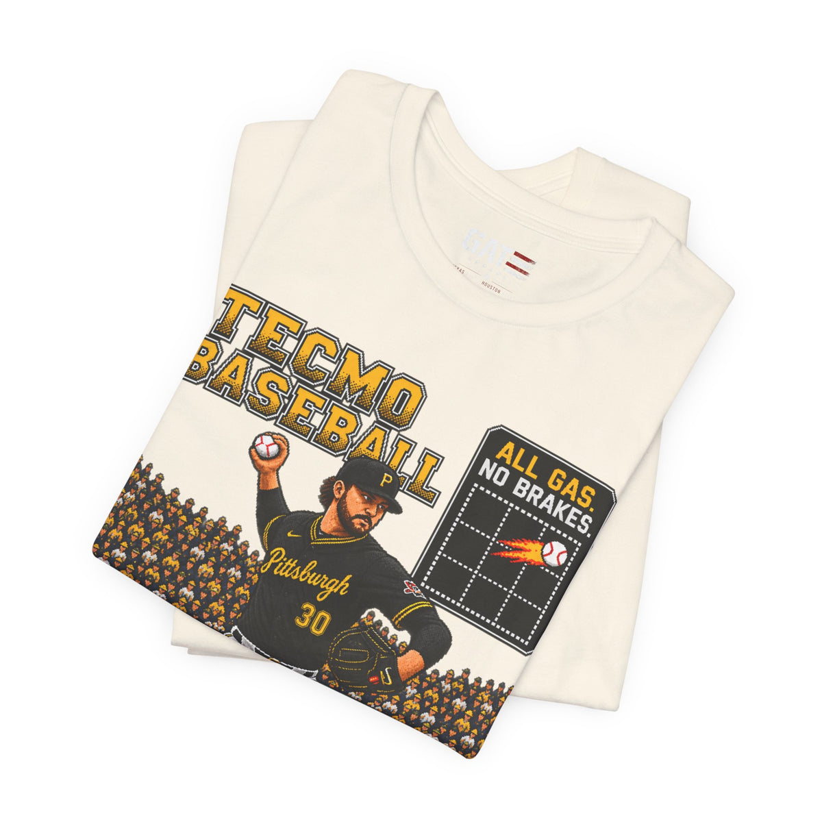 Tecmo Baseball Paul Skenes Tee – "All Gas, No Brakes" Vintage Baseball T-Shirt