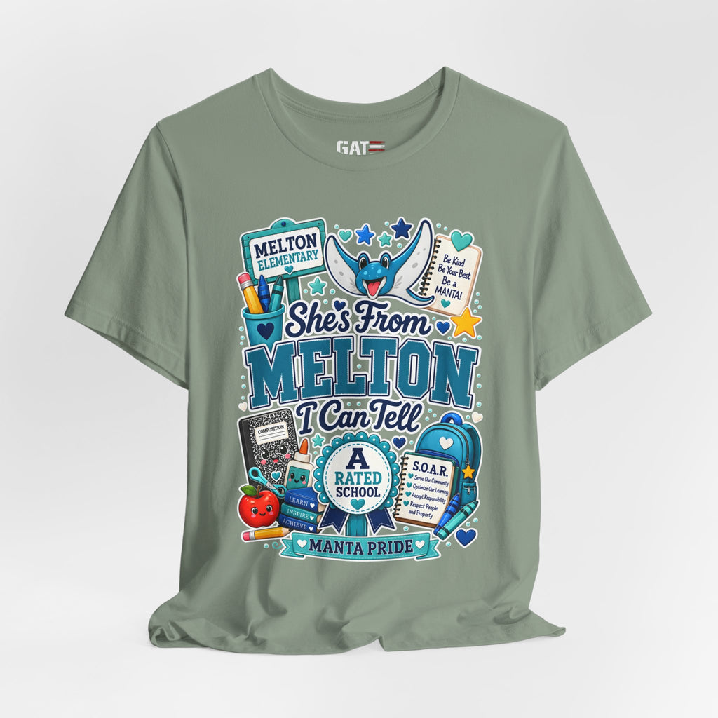 She's From Melton School Tee — Manta Pride Elementary Graphic T‑Shirt