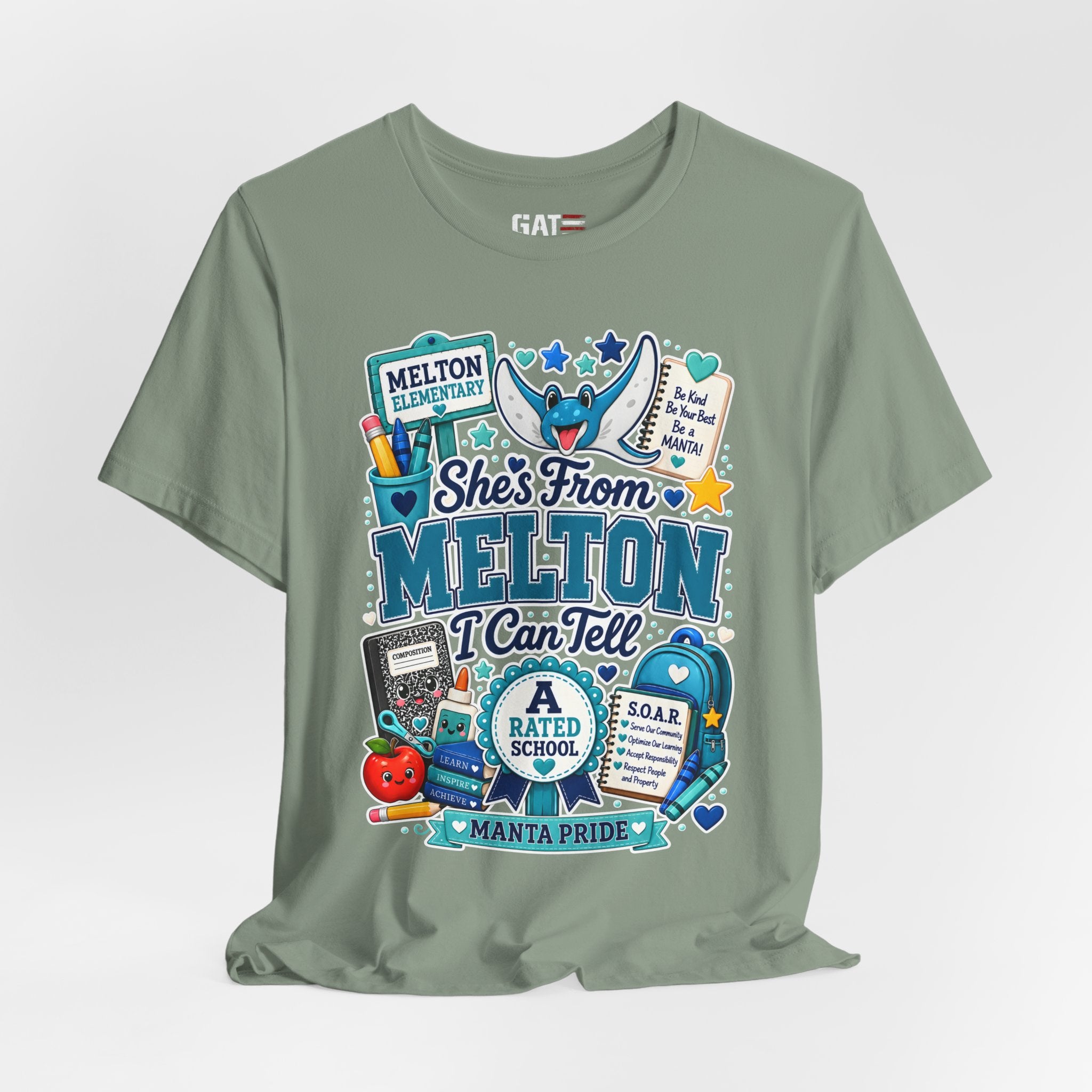 She's From Melton School Tee — Manta Pride Elementary Graphic T‑Shirt