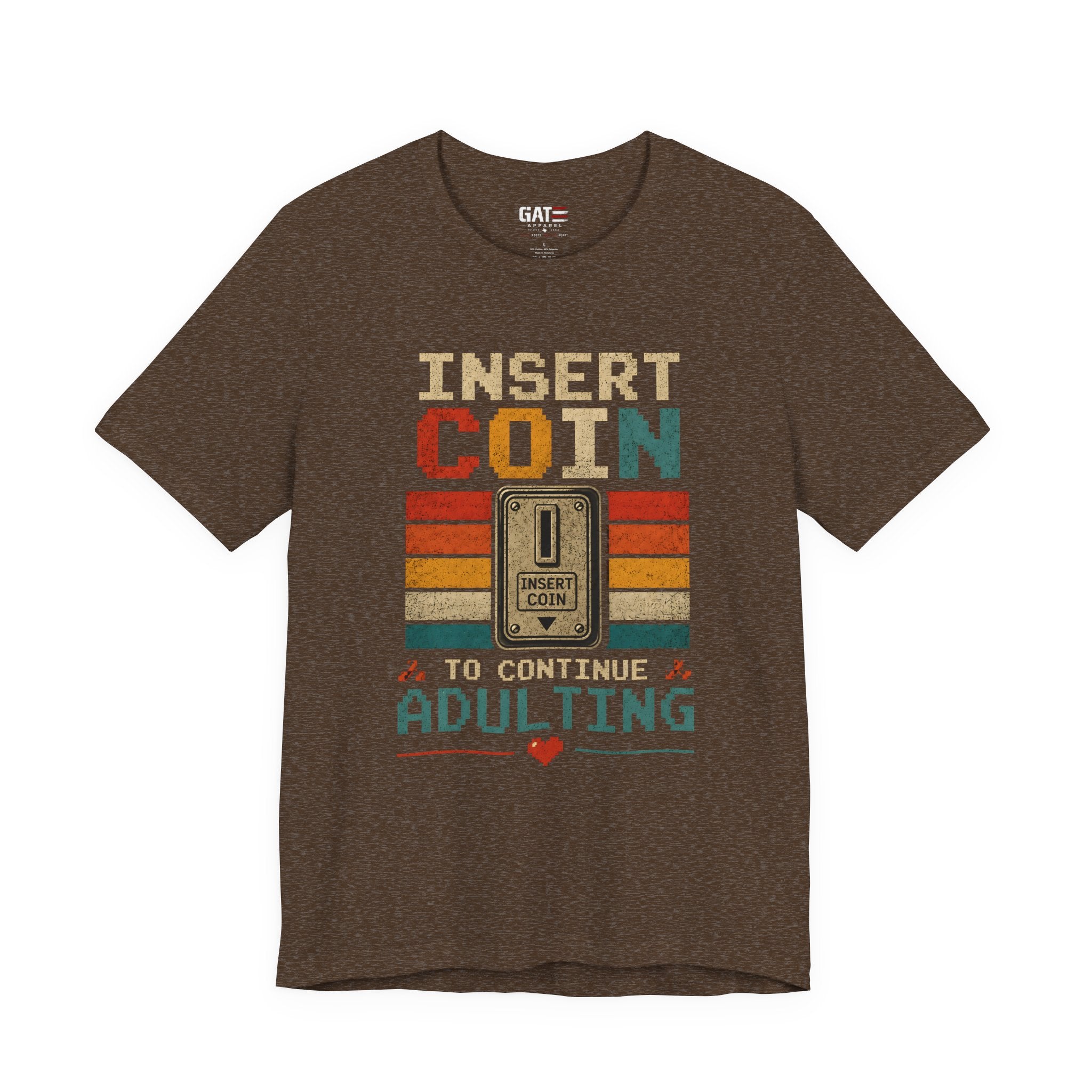 Insert Coin to Continue Adulting Shirt, Retro Gamer T-Shirt, Funny Gaming Tee, Video Game Gift for Gamers, Nerd Gift
