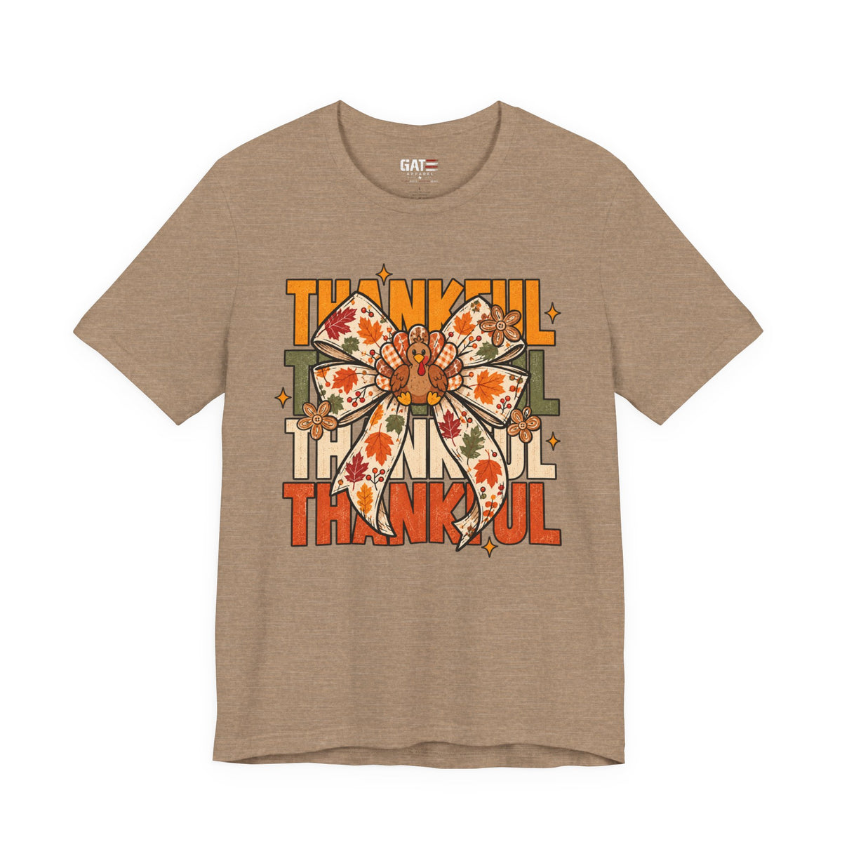 Thankful Bow Tee — Retro Fall Thanksgiving Graphic T-Shirt