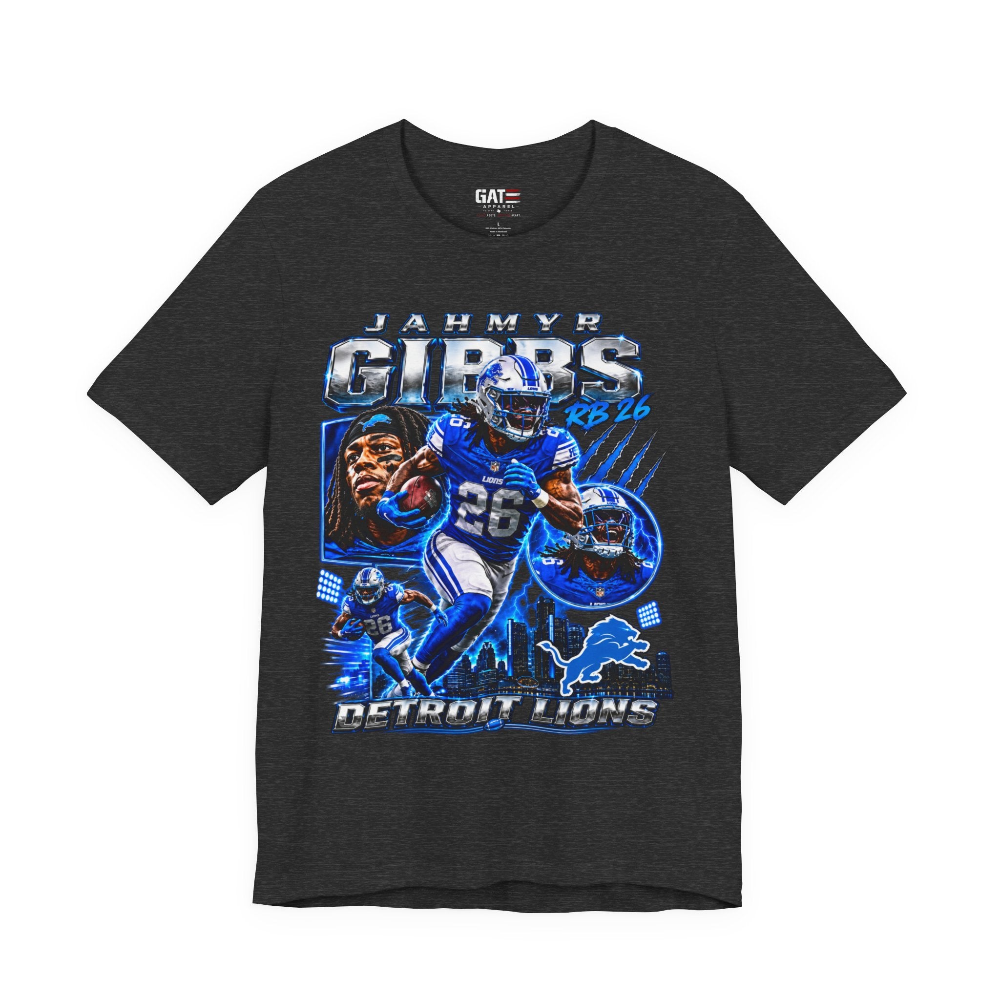 Jahmyr Gibbs Detroit Lions Tee Retro Player Graphic T-Shirt