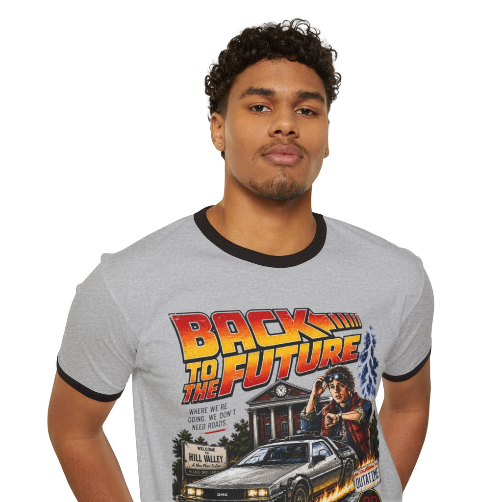 Back to the Future Ringer T-Shirt – Retro 80s Movie Graphic Tee