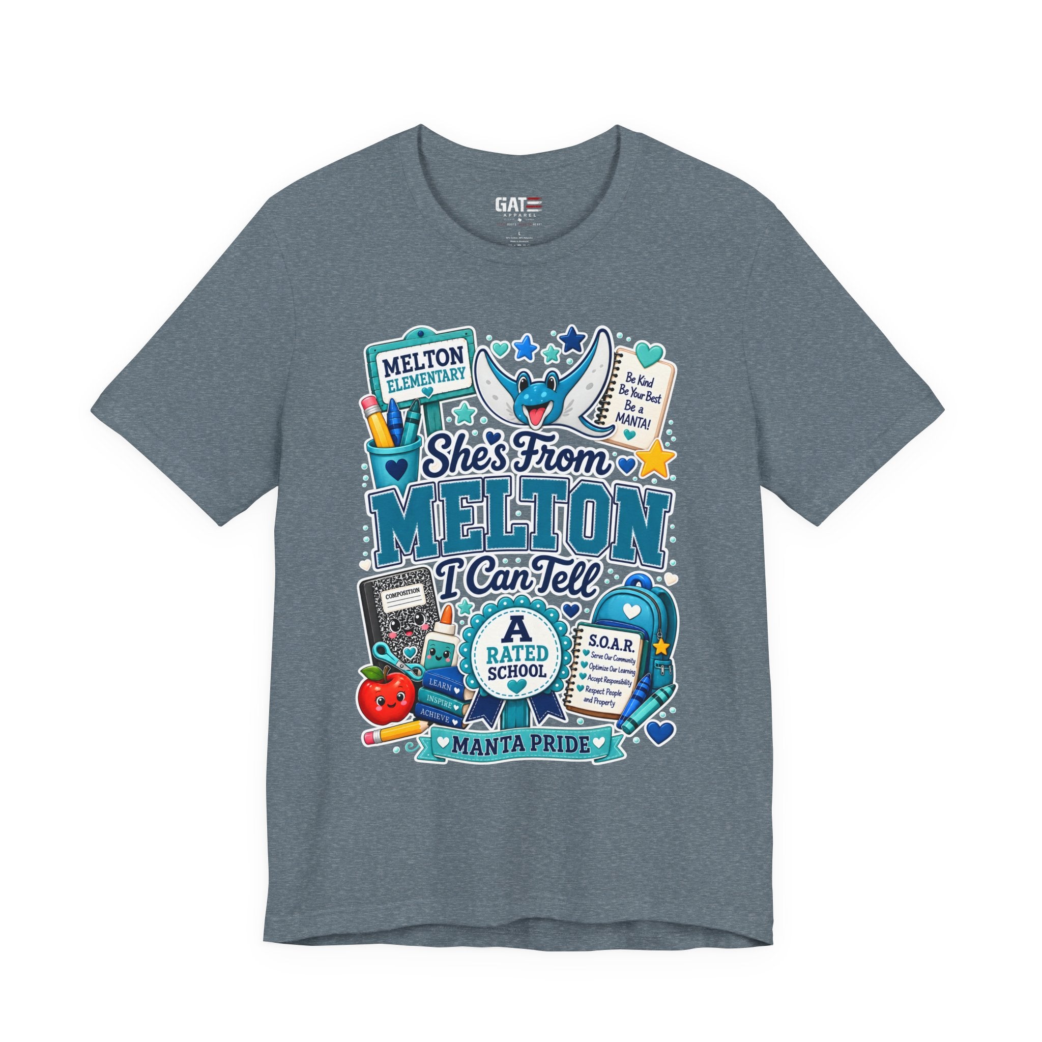 She's From Melton School Tee — Manta Pride Elementary Graphic T‑Shirt