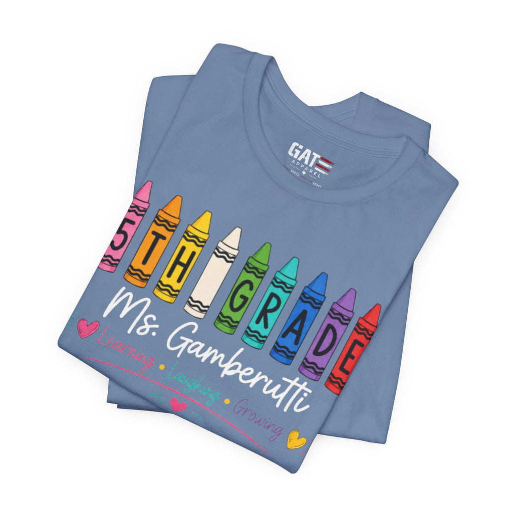 Customize Grade Level and Name Teacher Crayon Shirt