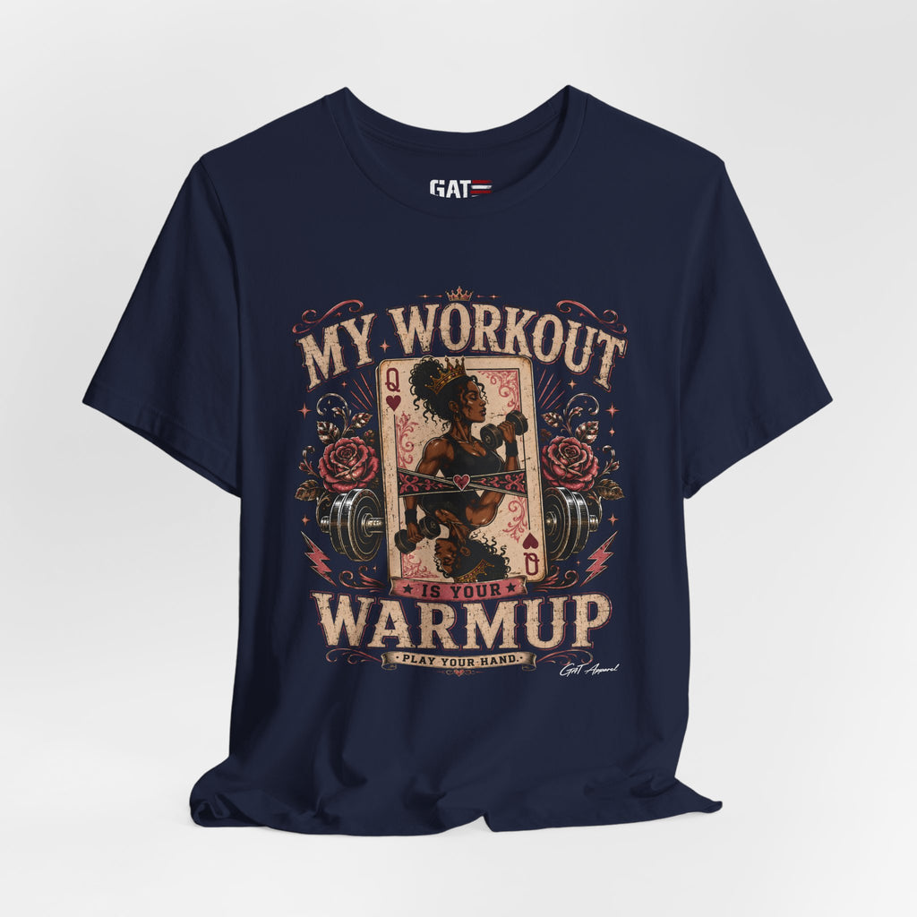 My Workout Is Your Warmup Shirt, Retro Gym Shirt for Women, Queen of Hearts Fitness Tee, Weightlifting Gift