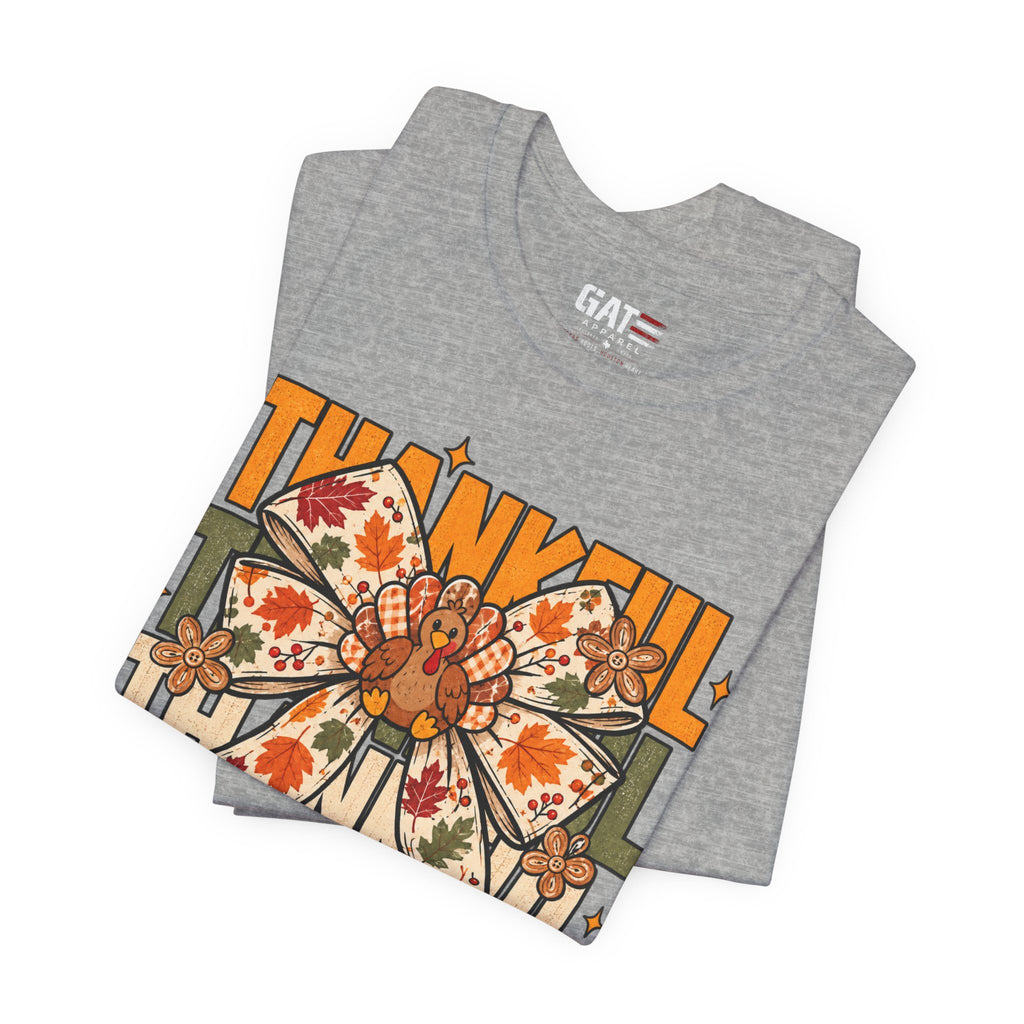 Thankful Bow Tee — Retro Fall Thanksgiving Graphic T-Shirt