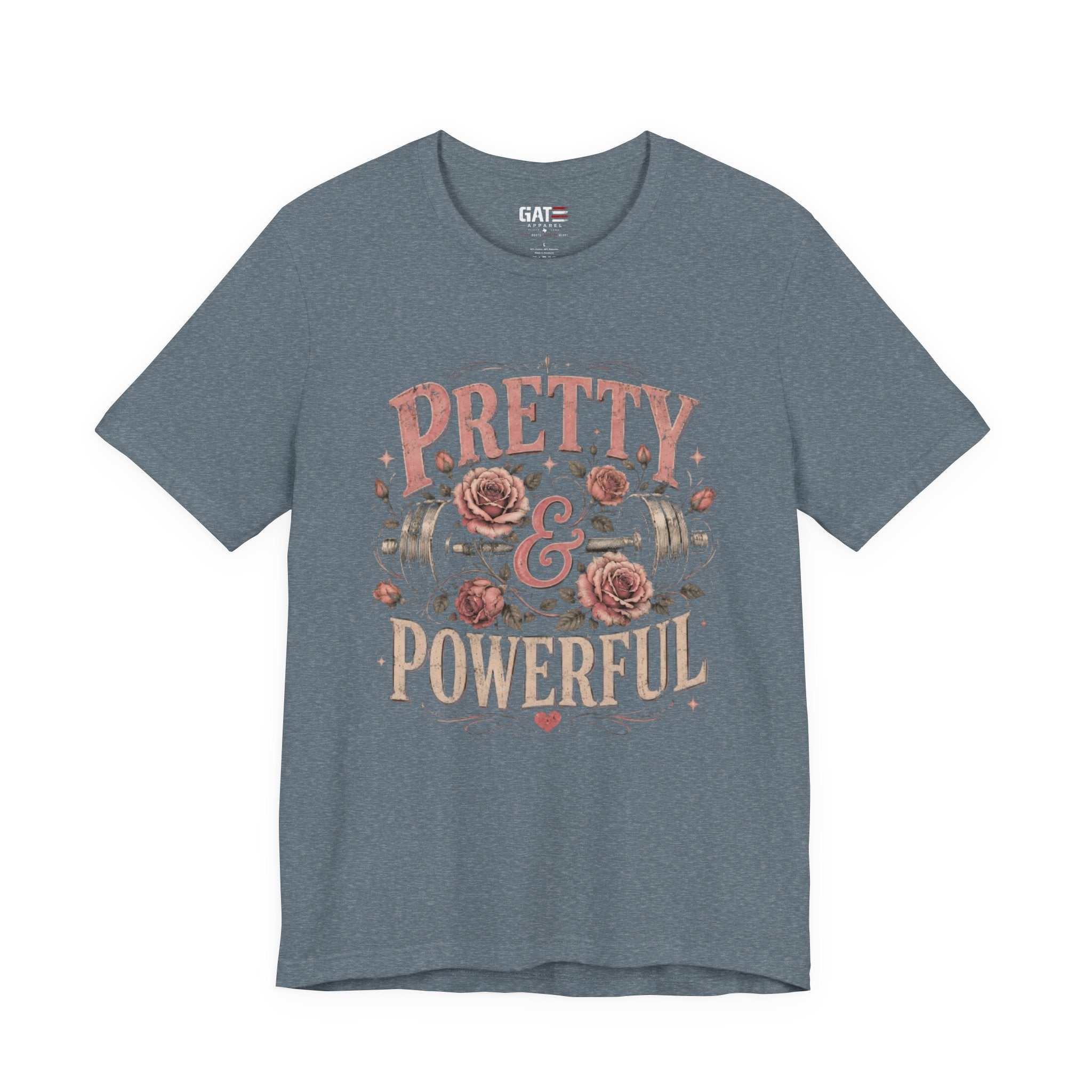 Pretty and Powerful Shirt, Women's Gym Shirt, Weightlifting Tee, Cute Fitness Shirt, Workout Gift for Strong Women