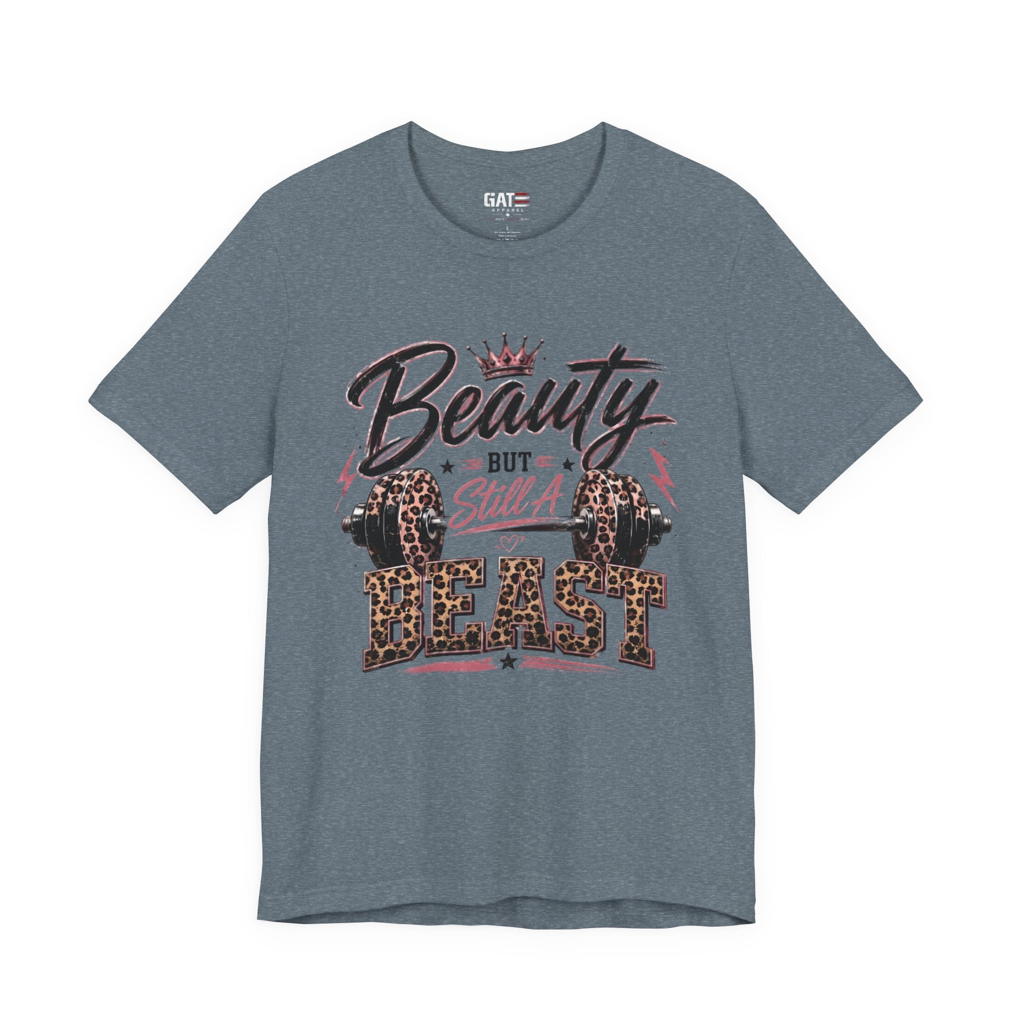 Beauty But Still A Beast Shirt, Women's Gym Shirt, Leopard Print Workout Tee, Fitness Shirt for Her