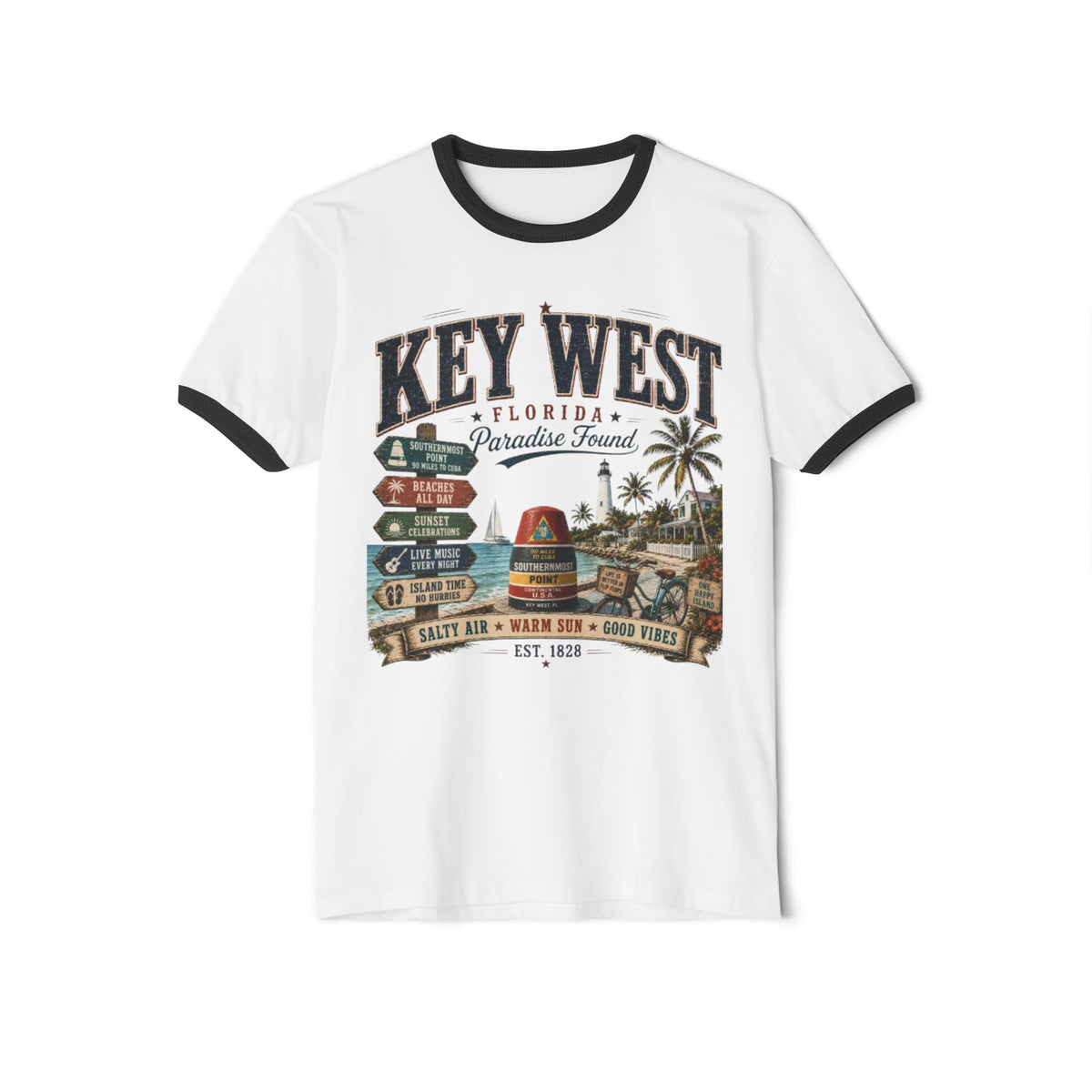 Key West Paradise Ringer Shirt | Vintage Florida Tee