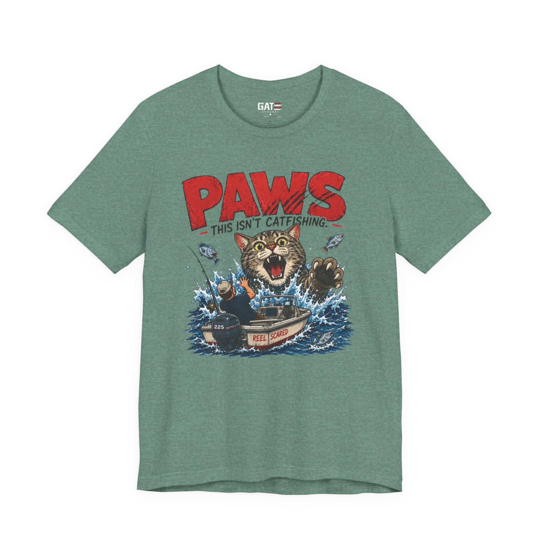"PAWS This Isn't Catfishing" Fishing Cat Graphic Tee