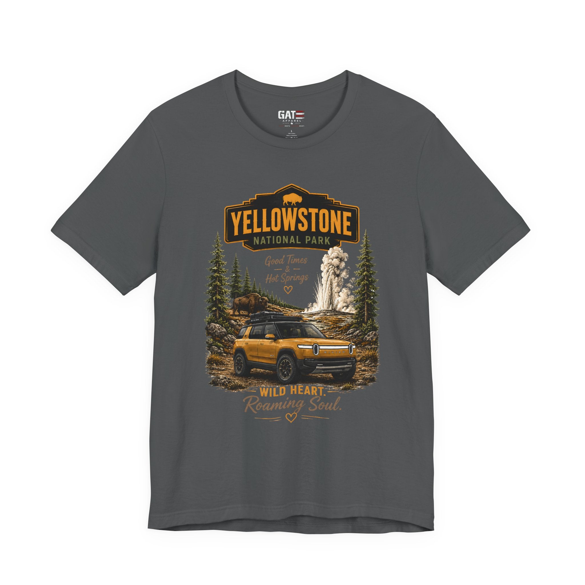 Yellowstone National Park Tee — "Wild Heart Roaming Soul" Adventure T‑Shirt