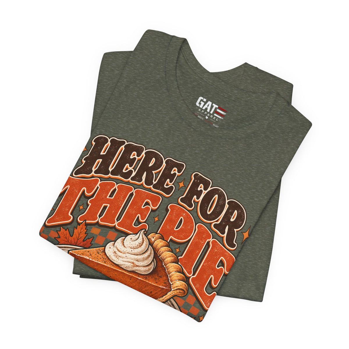 Here For The Pie T-Shirt — Retro Pumpkin Pie Thanksgiving Tee