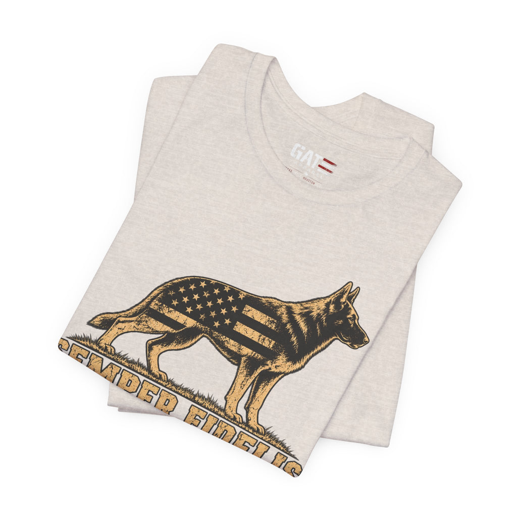 Semper Fidelis German Shepherd T-Shirt — Patriotic Military K9 Tee