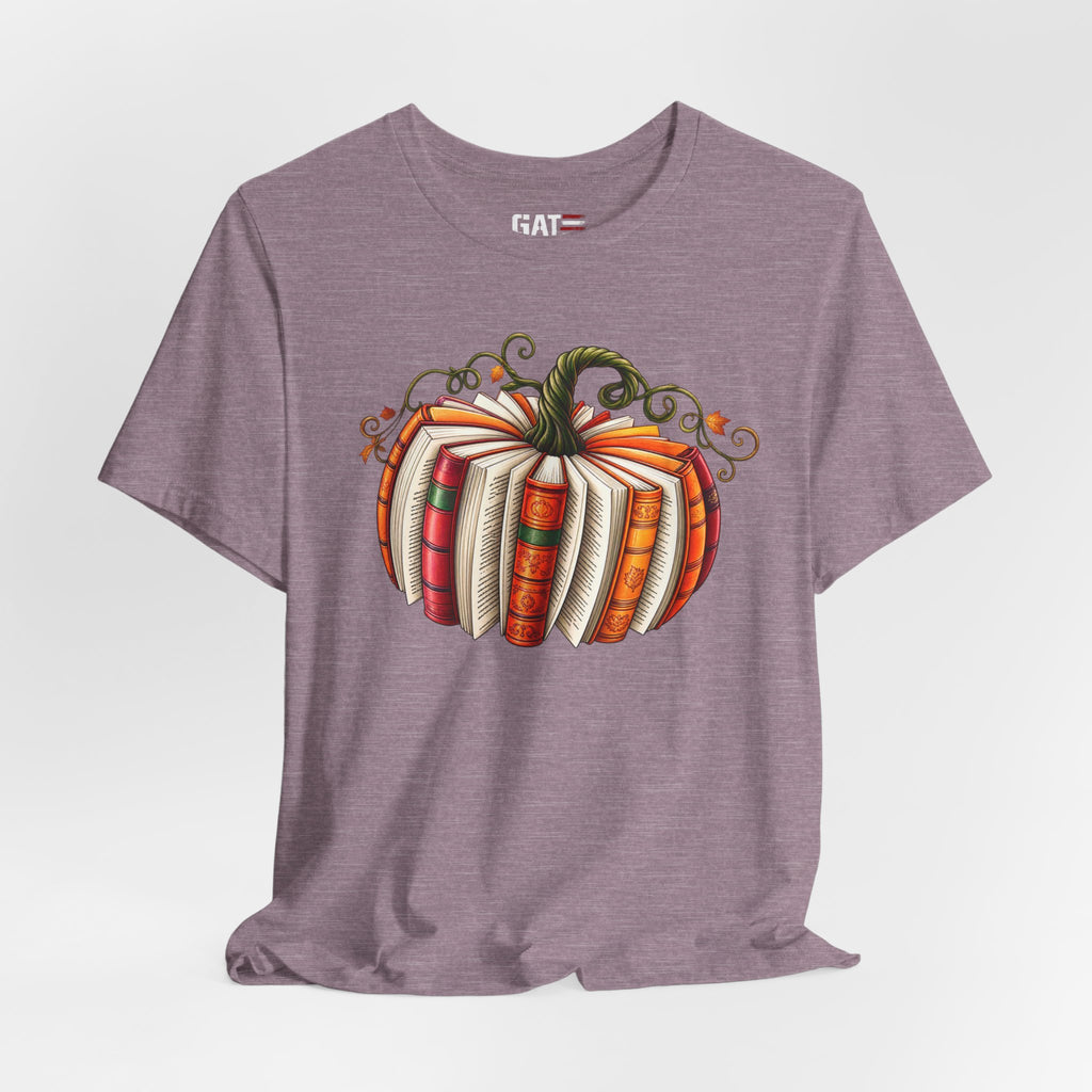 Fall Book Lover Shirt – Pumpkin Books Graphic Tee – product photo