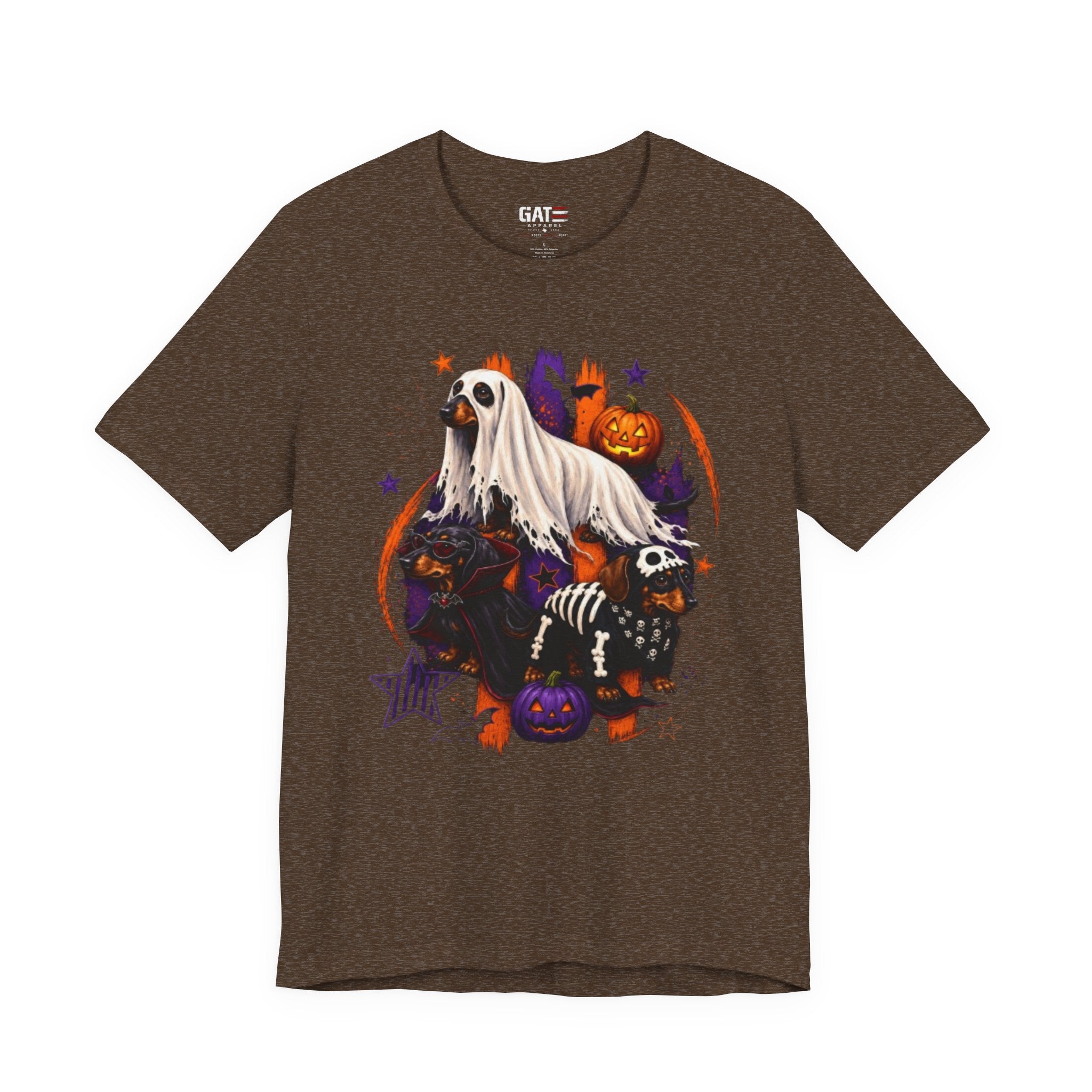 Halloween Dog Costume Tee — Ghost Dog & Pumpkin Crew Short Sleeve Shirt