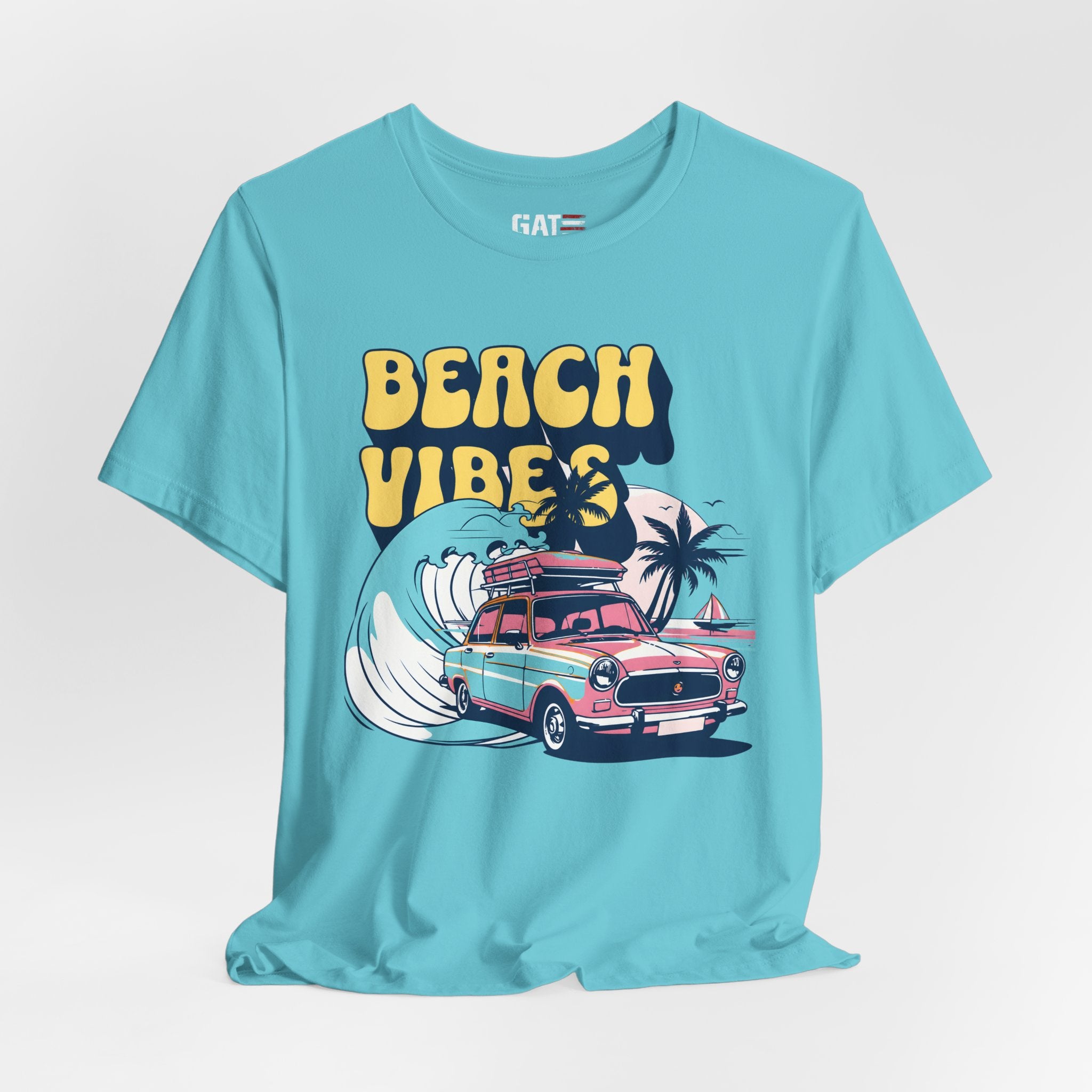 Beach Vibes Shirt, Retro Beach Tee, Vintage Summer Shirt, Coastal Vacation T Shirt, Surf Car Graphic Tee, Groovy Beach Lover Gift
