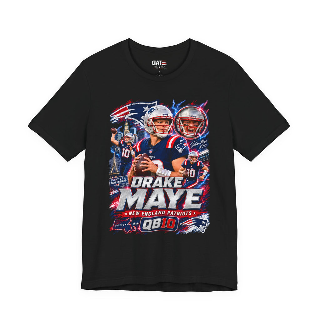Drake Maye Tee Retro Player Graphic T-Shirt