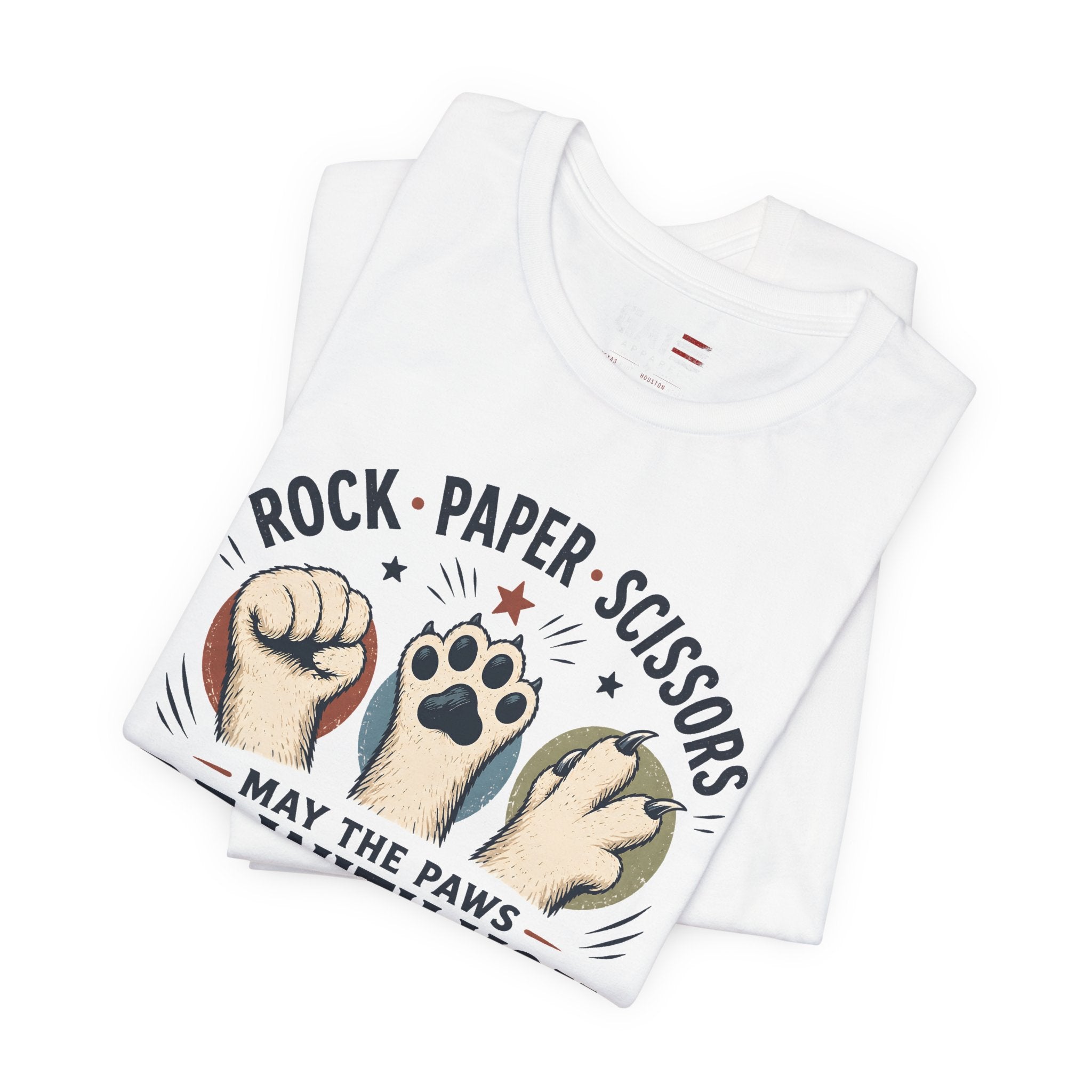 Rock Paper Scissors Cat Shirt, May The Paws Be With You Tee, Funny Cat Lover Gift, Cute Pet Paw Graphic Tee, Cat Mom Dad Shirt