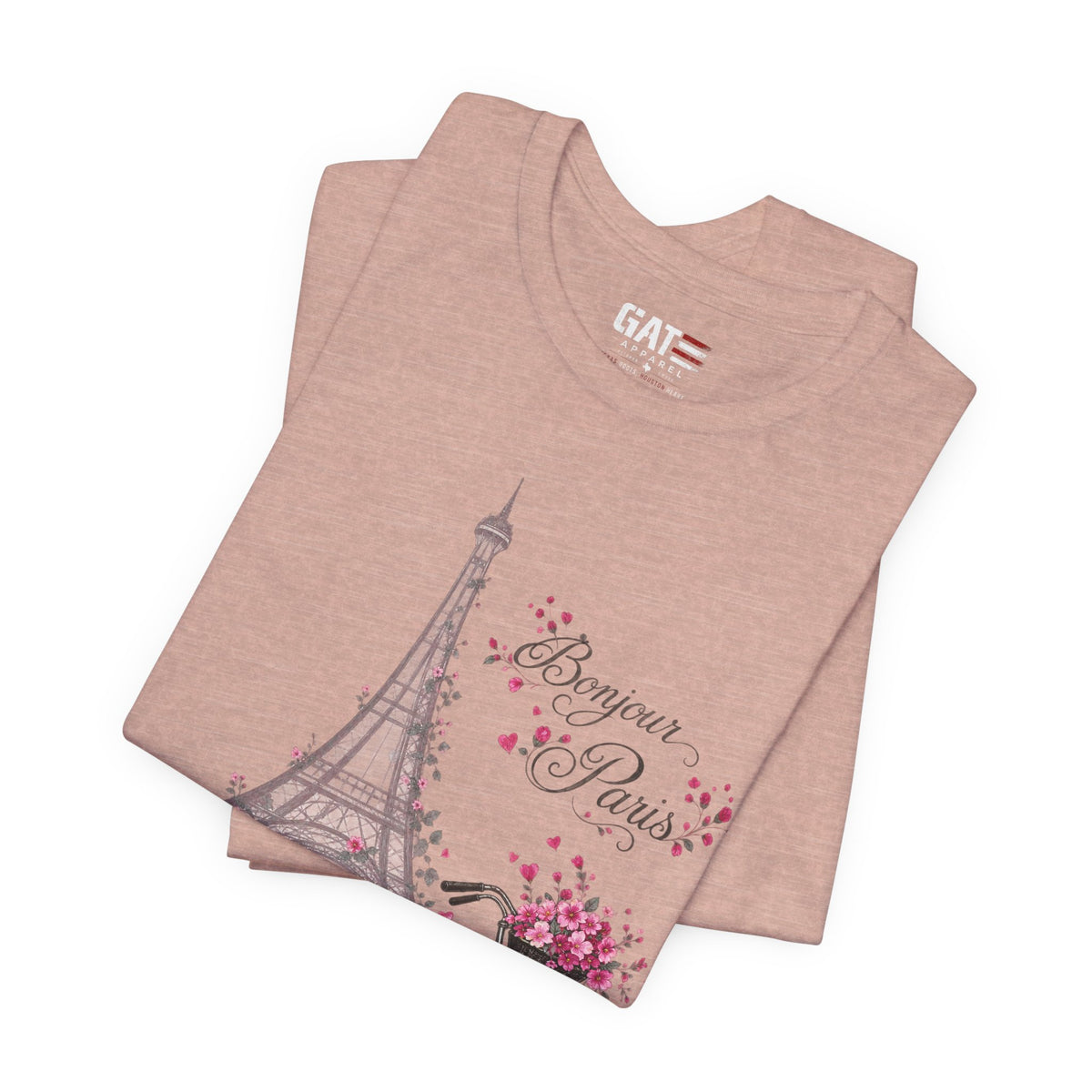 Bonjour Paris Eiffel Tower bicycle and floral graphic T-shirt - product image 27