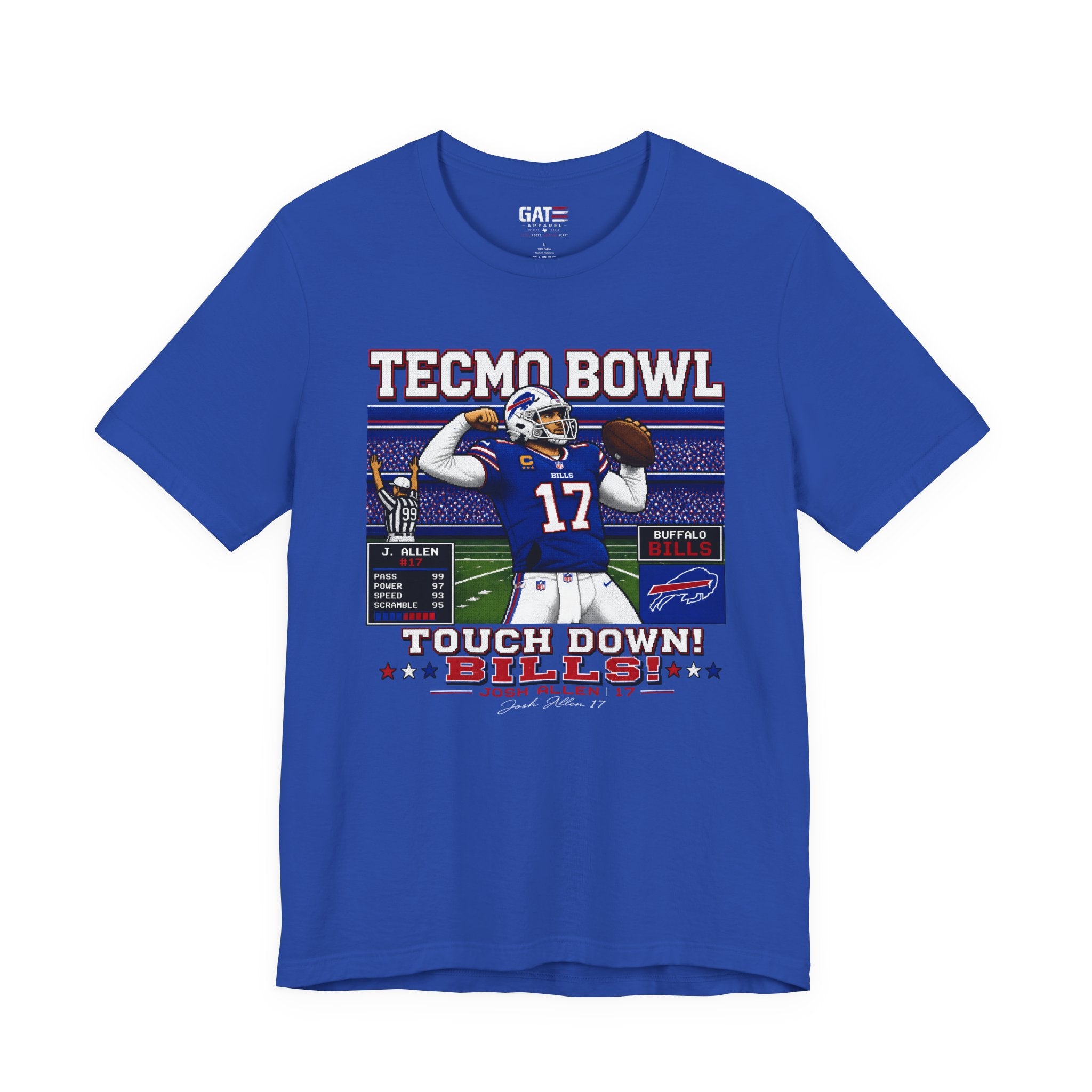 Josh Allen Tecmo Bowl Shirt Retro Football Graphic Tee Vintage Video Game Style Buffalo Fan Gift for Men Women