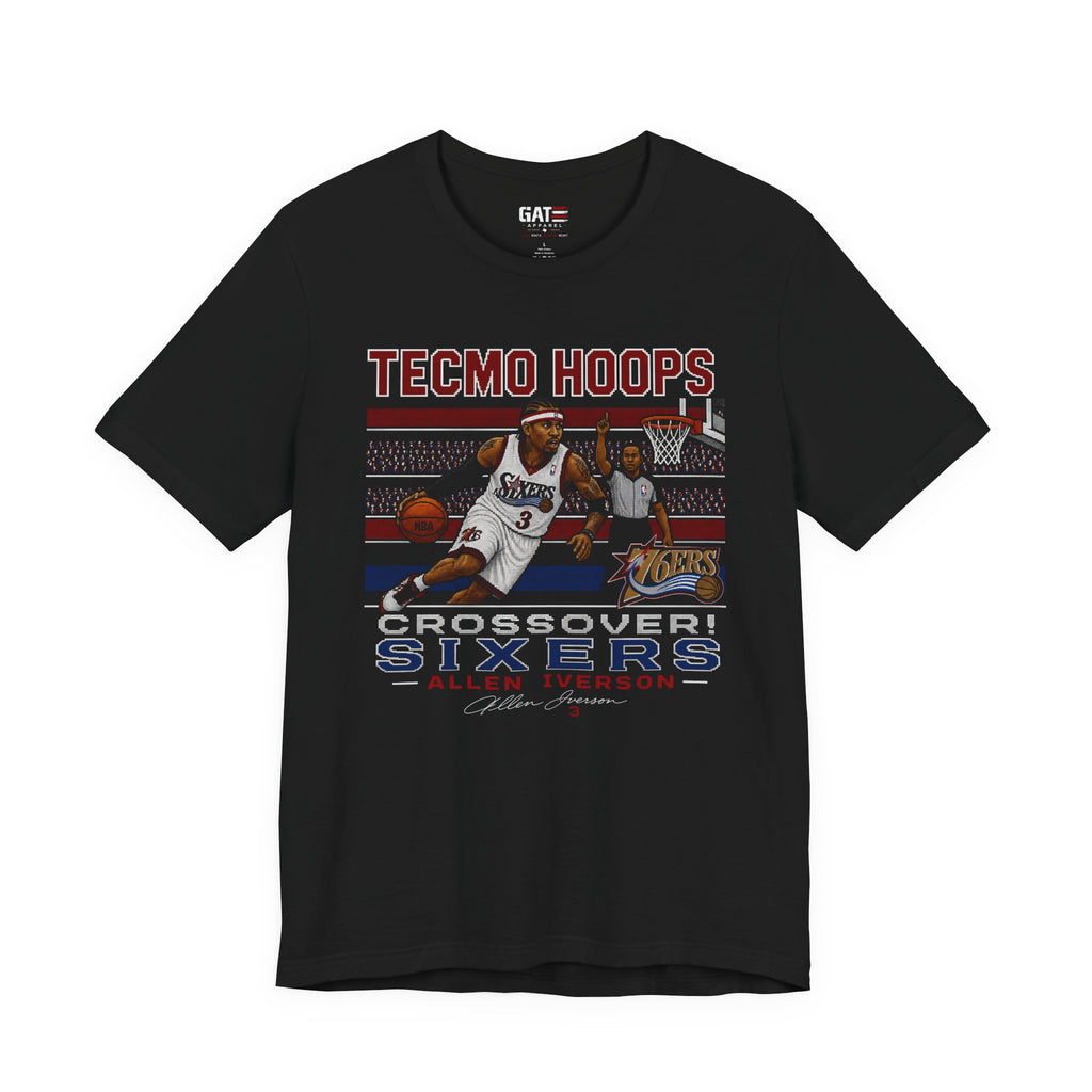 Tecmo Hoops Allen Iverson Crossover Sixers Tee | Basketball Retro Graphic Shirt