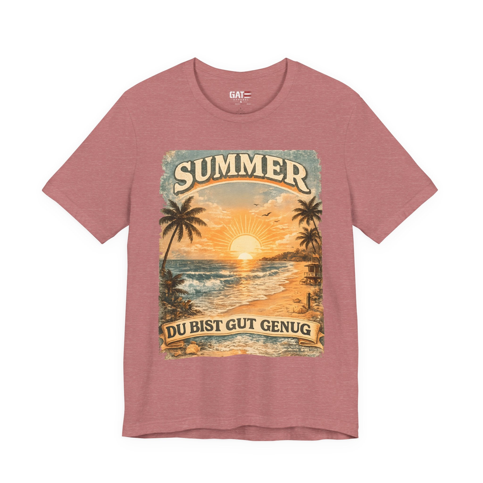 Du Bist Gut Genug Shirt, You Are Enough Tee, Summer Beach Sunset Graphic Shirt, German Quote Retro Aesthetic Tee