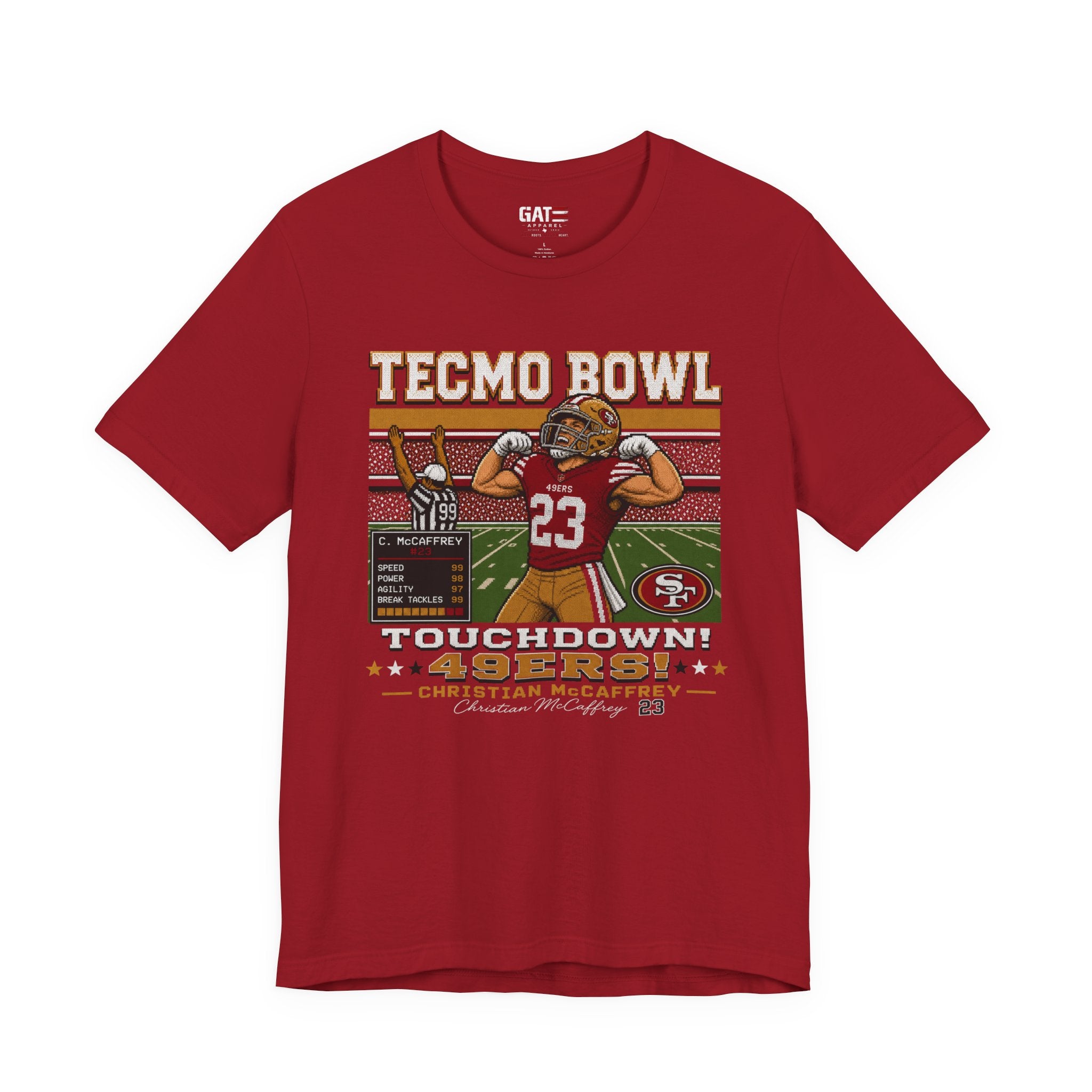 Christian McCaffrey Tecmo Bowl Shirt, Retro Football Graphic Tee, Vintage Pixel Art Touchdown T Shirt, Game Day Gift