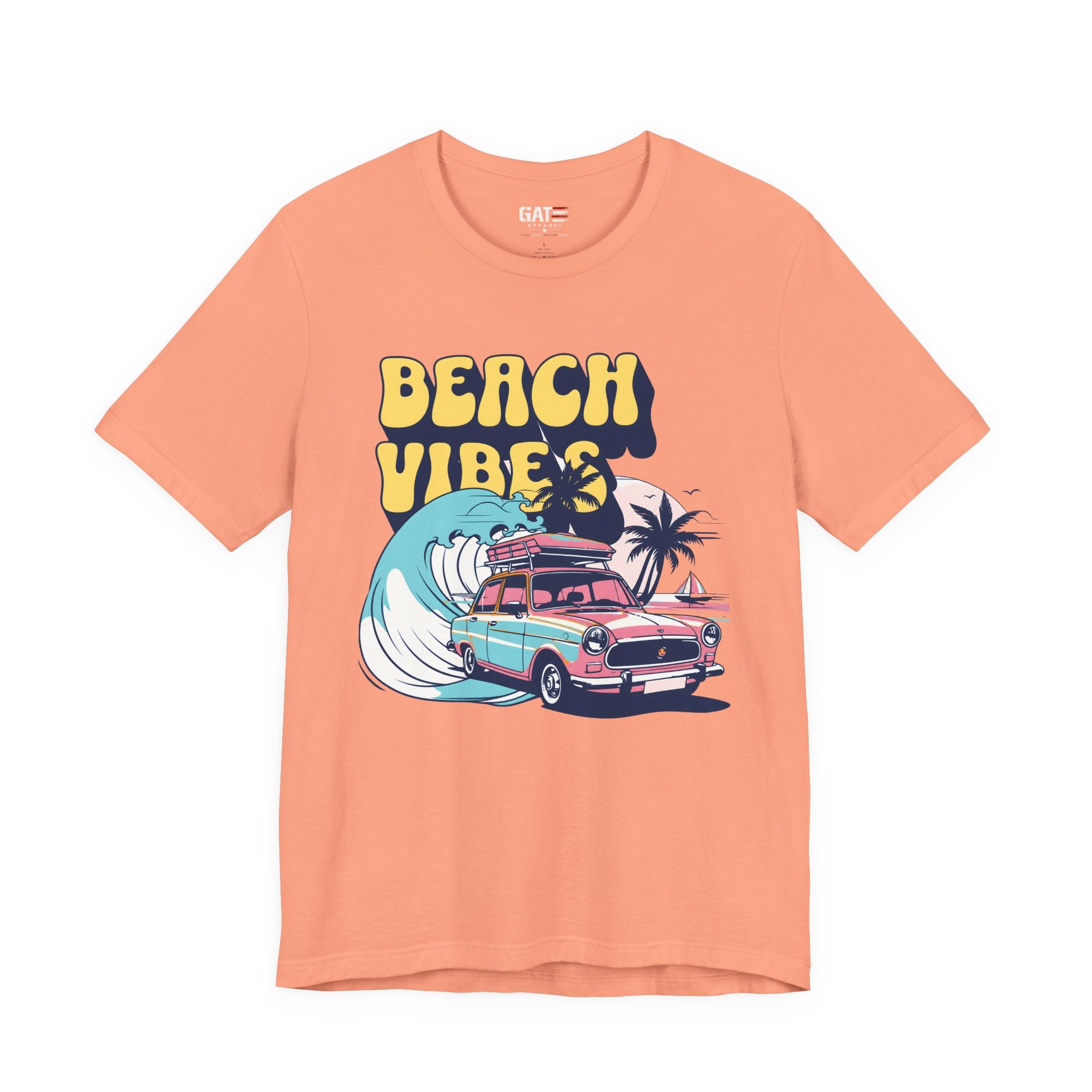 Beach Vibes Shirt, Retro Beach Tee, Vintage Summer Shirt, Coastal Vacation T Shirt, Surf Car Graphic Tee, Groovy Beach Lover Gift