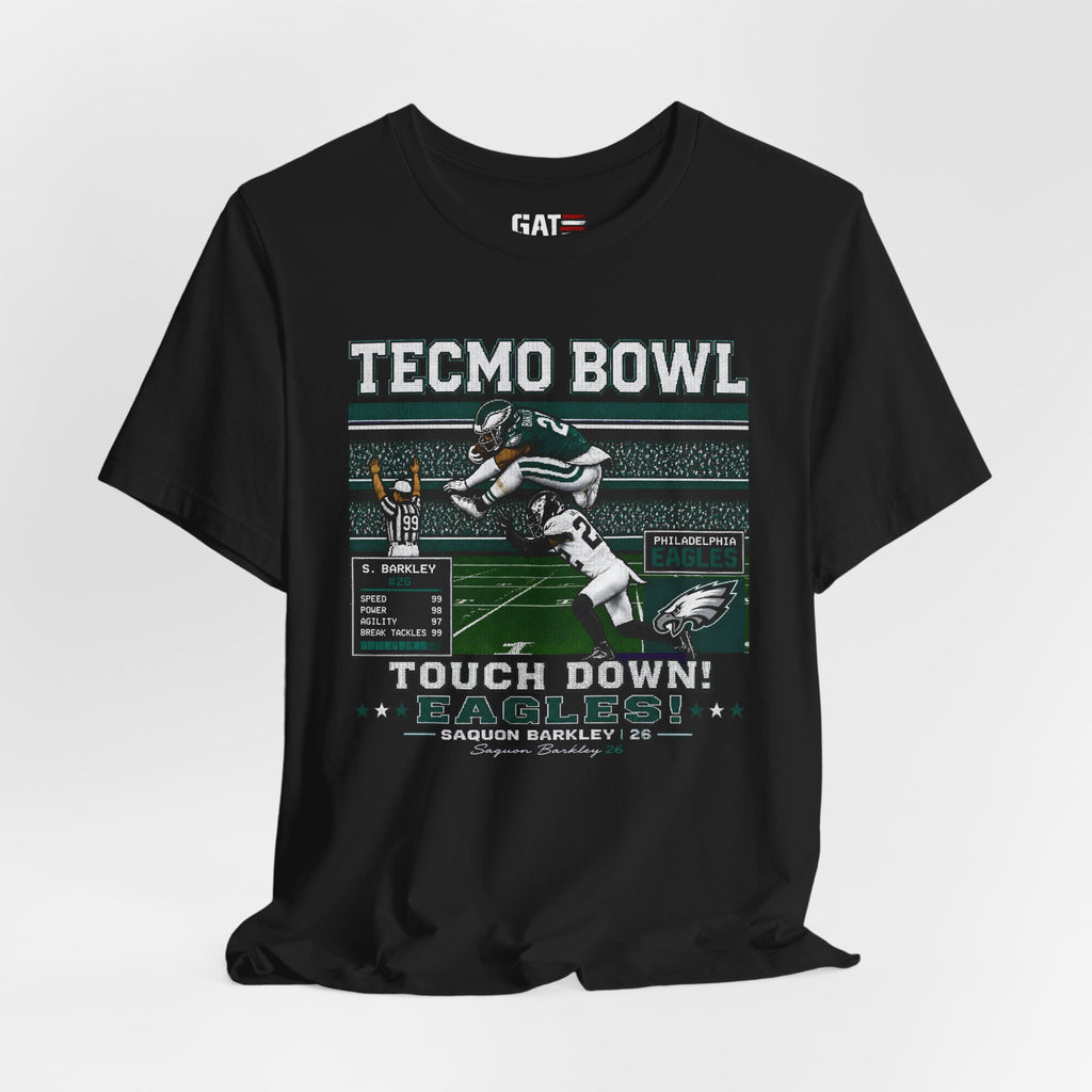 Saquon Barkley Tecmo Bowl Shirt Retro Eagles Football Tee Vintage Video Game Graphic T Shirt Gift for Football Fans