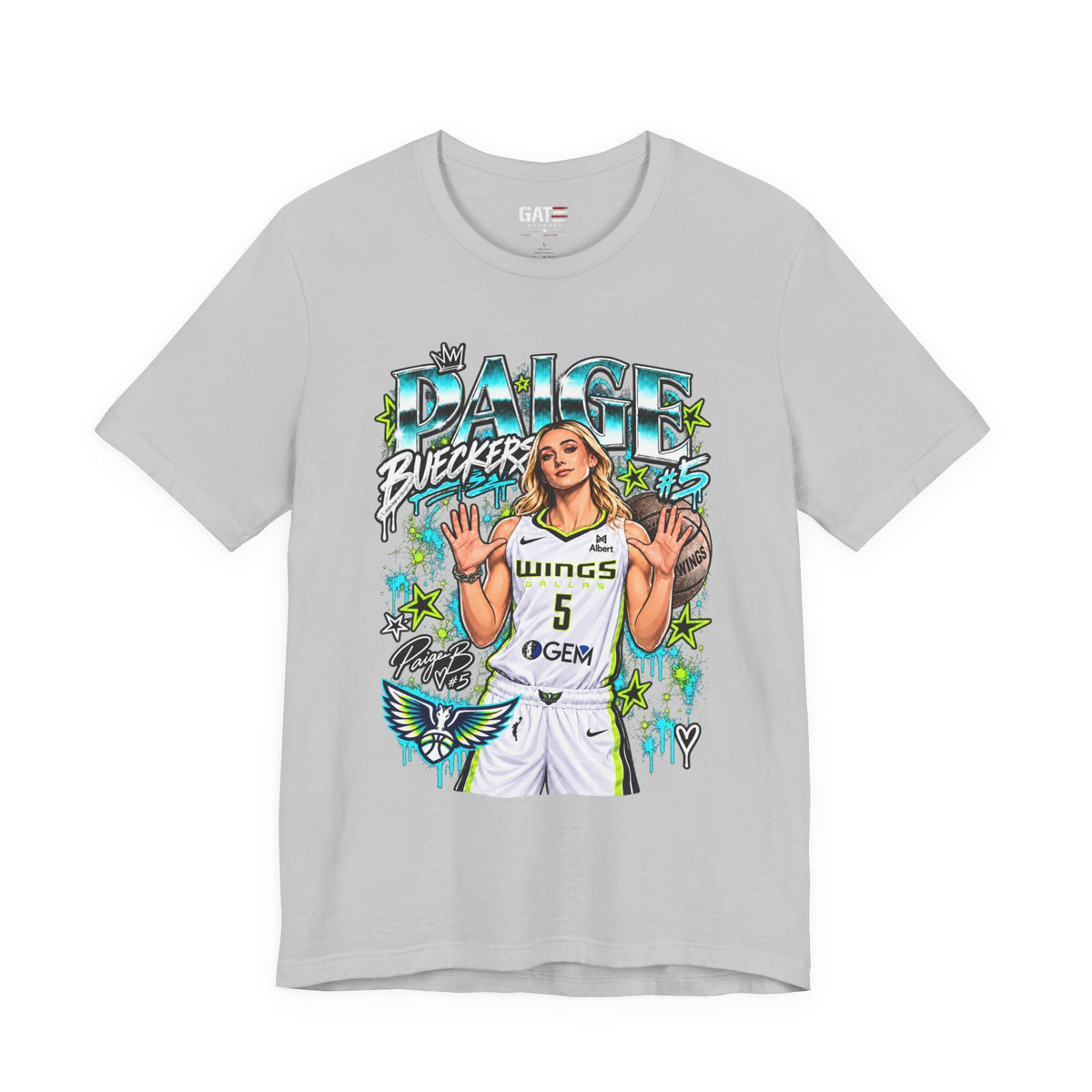 Dallas Wings-inspired basketball graphic tee mockup