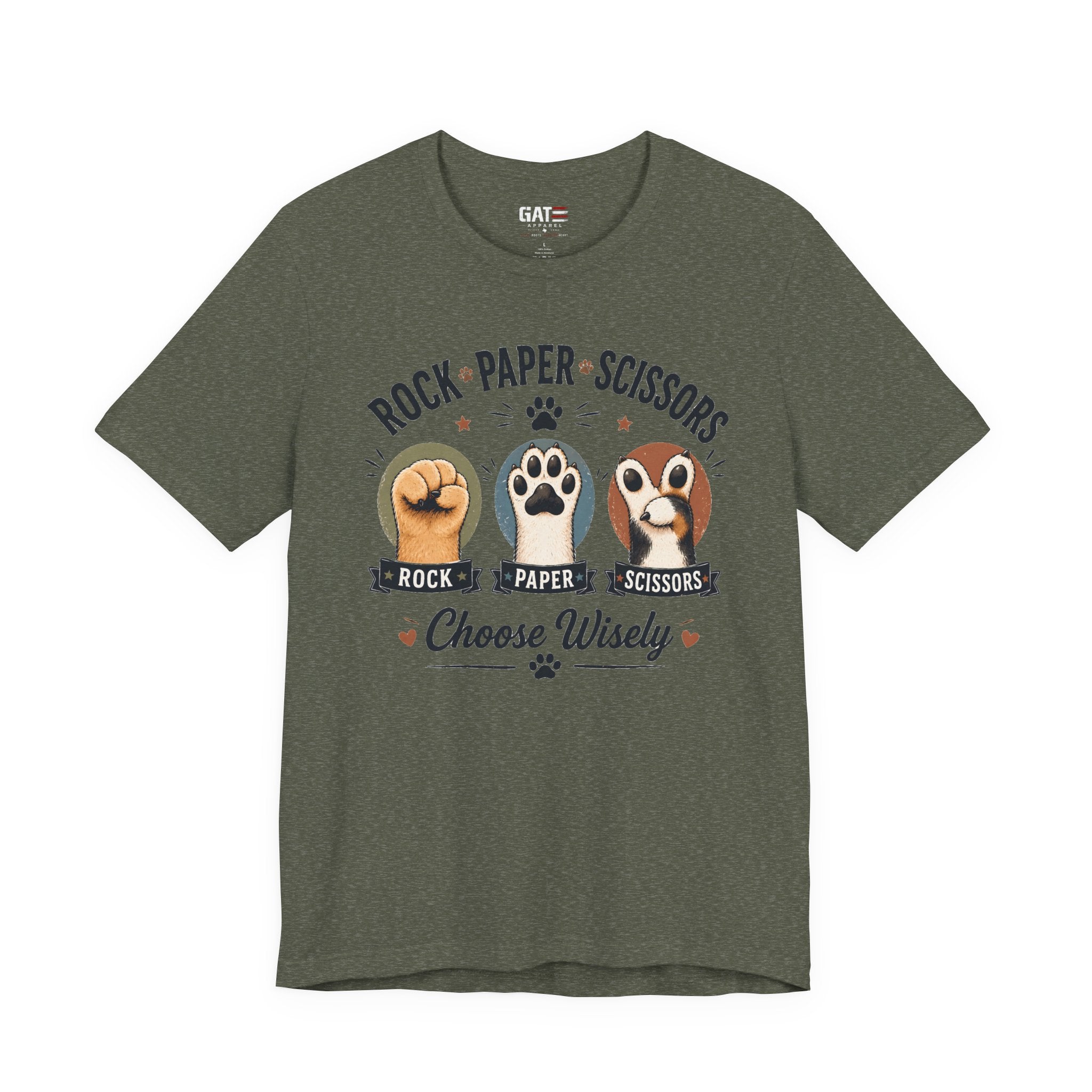 Rock Paper Scissors Cat Shirt, Funny Cat Lover Tee, Cat Paw Graphic Shirt, Cute Pet Mom Gift, Choose Wisely Cat Tee, Cat Dad Shirt