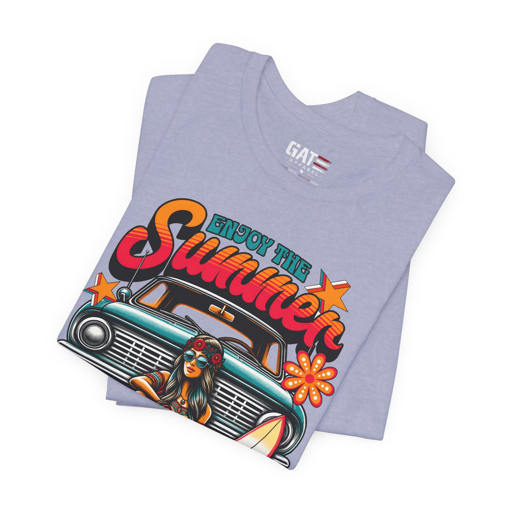 Enjoy The Summer Shirt, Retro Beach Tee, Vintage Surf Shirt, Hippie Summer T Shirt, Boho Vacation Shirt, Groovy Summer Graphic Tee