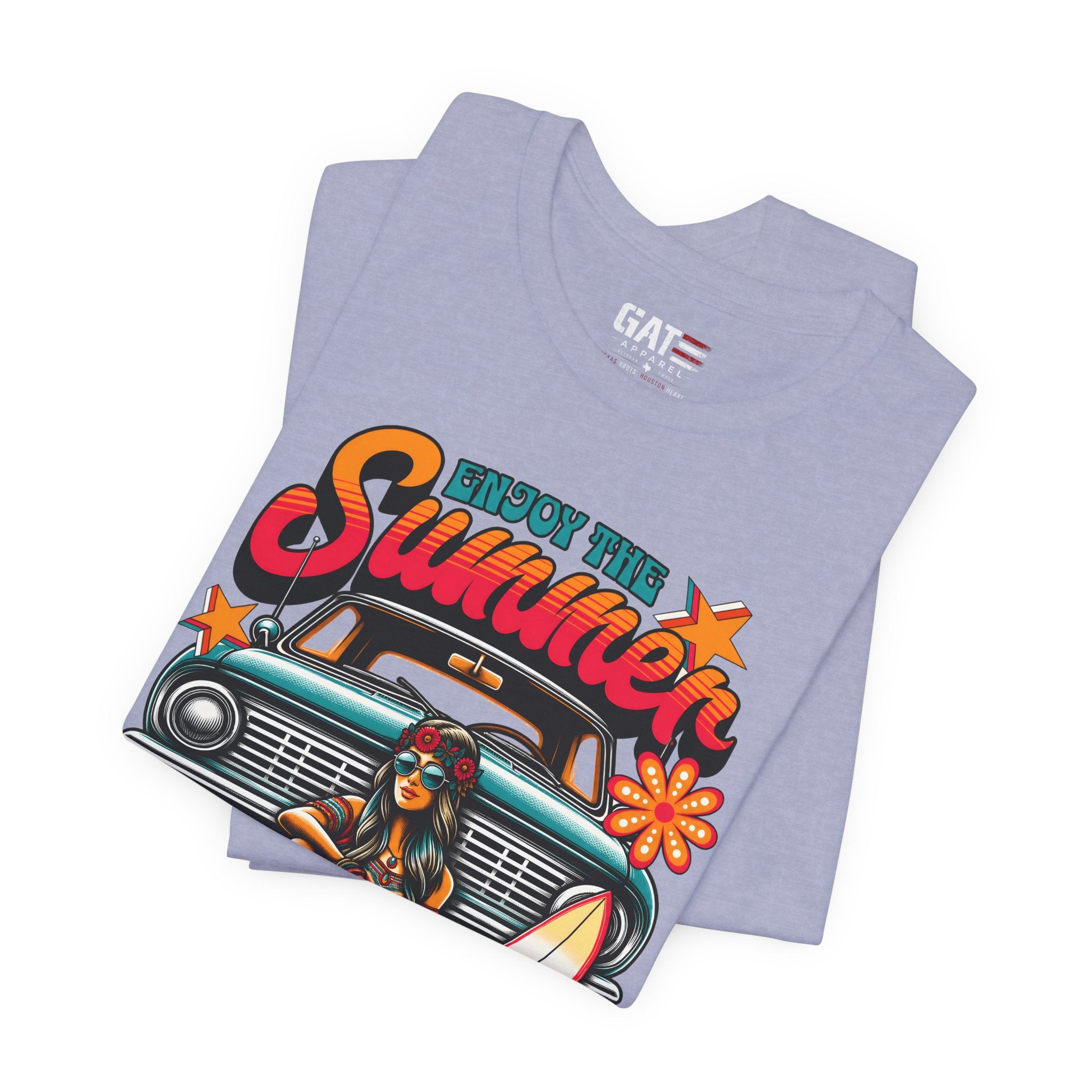 Enjoy The Summer Shirt, Retro Beach Tee, Vintage Surf Shirt, Hippie Summer T Shirt, Boho Vacation Shirt, Groovy Summer Graphic Tee
