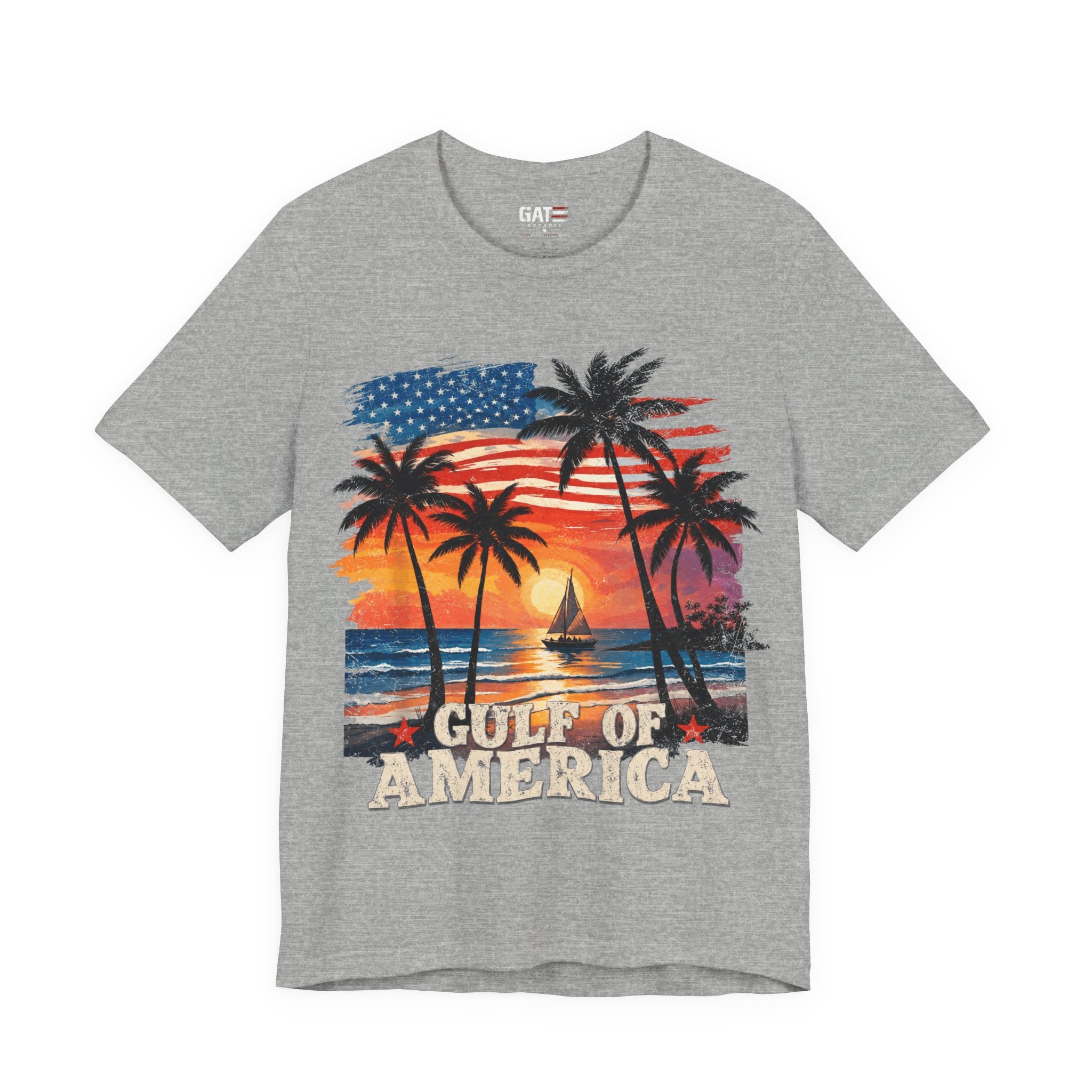 Gulf of America Sunset T-Shirt — Patriotic Palm Beach Tee
