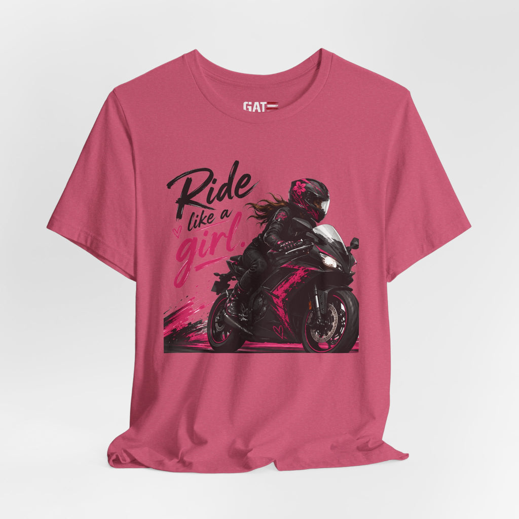 Ride Like A Girl Shirt, Women Motorcycle Rider Tee, Pink Biker Shirt, Moto Girl Gift, Sport Bike Shirt, Female Rider Tee