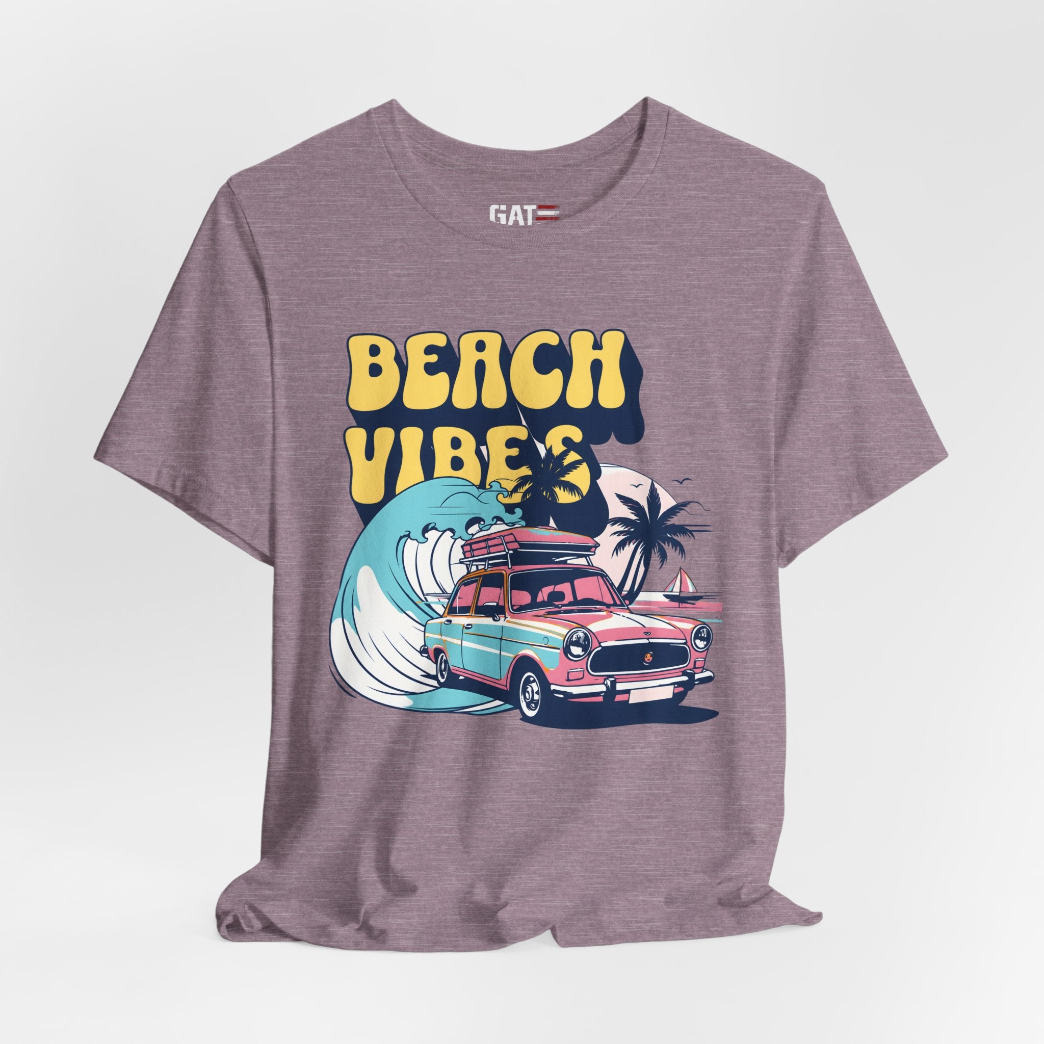 Beach Vibes Shirt, Retro Beach Tee, Vintage Summer Shirt, Coastal Vacation T Shirt, Surf Car Graphic Tee, Groovy Beach Lover Gift