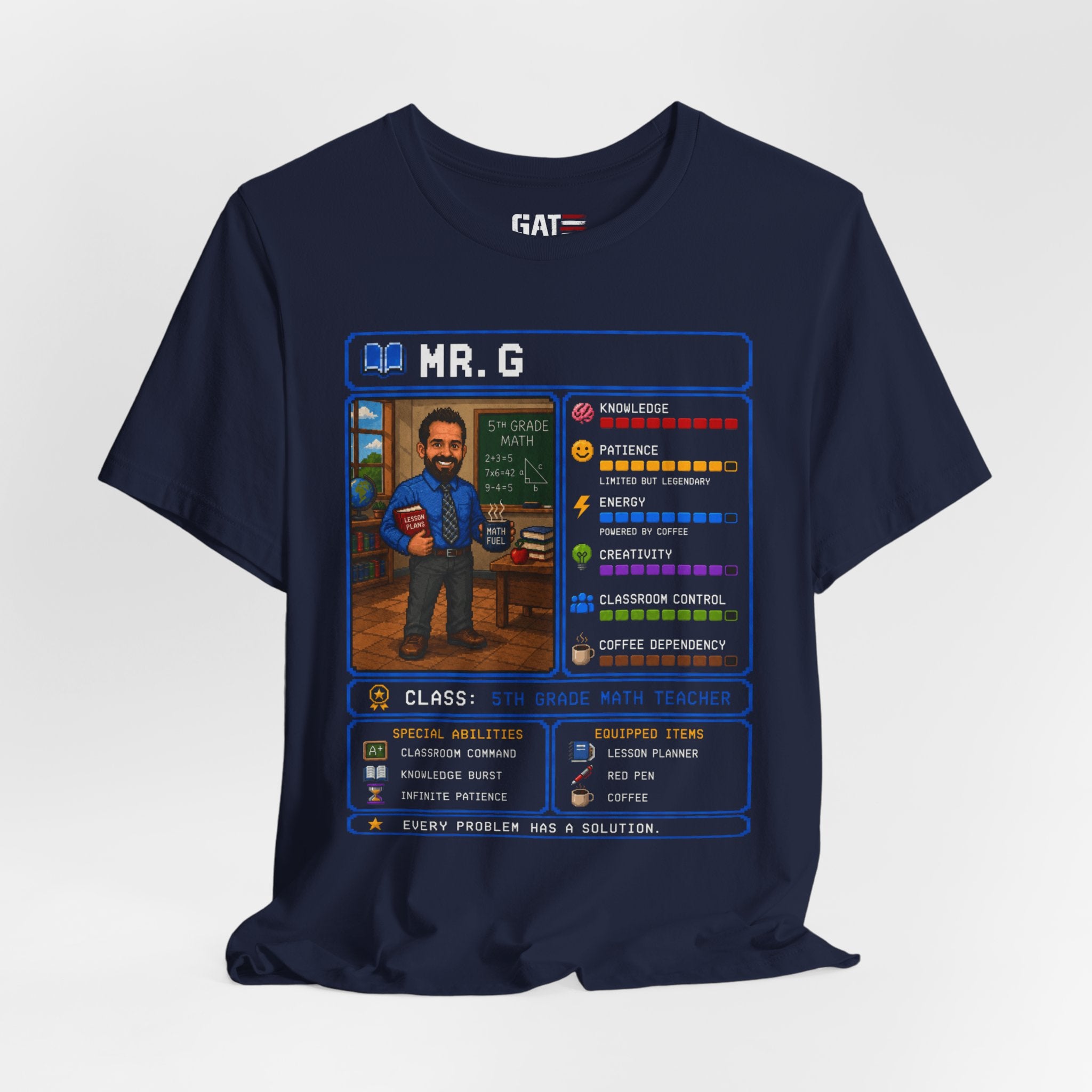 Custom Math Teacher RPG Character Shirt | Personalized Teacher Gift