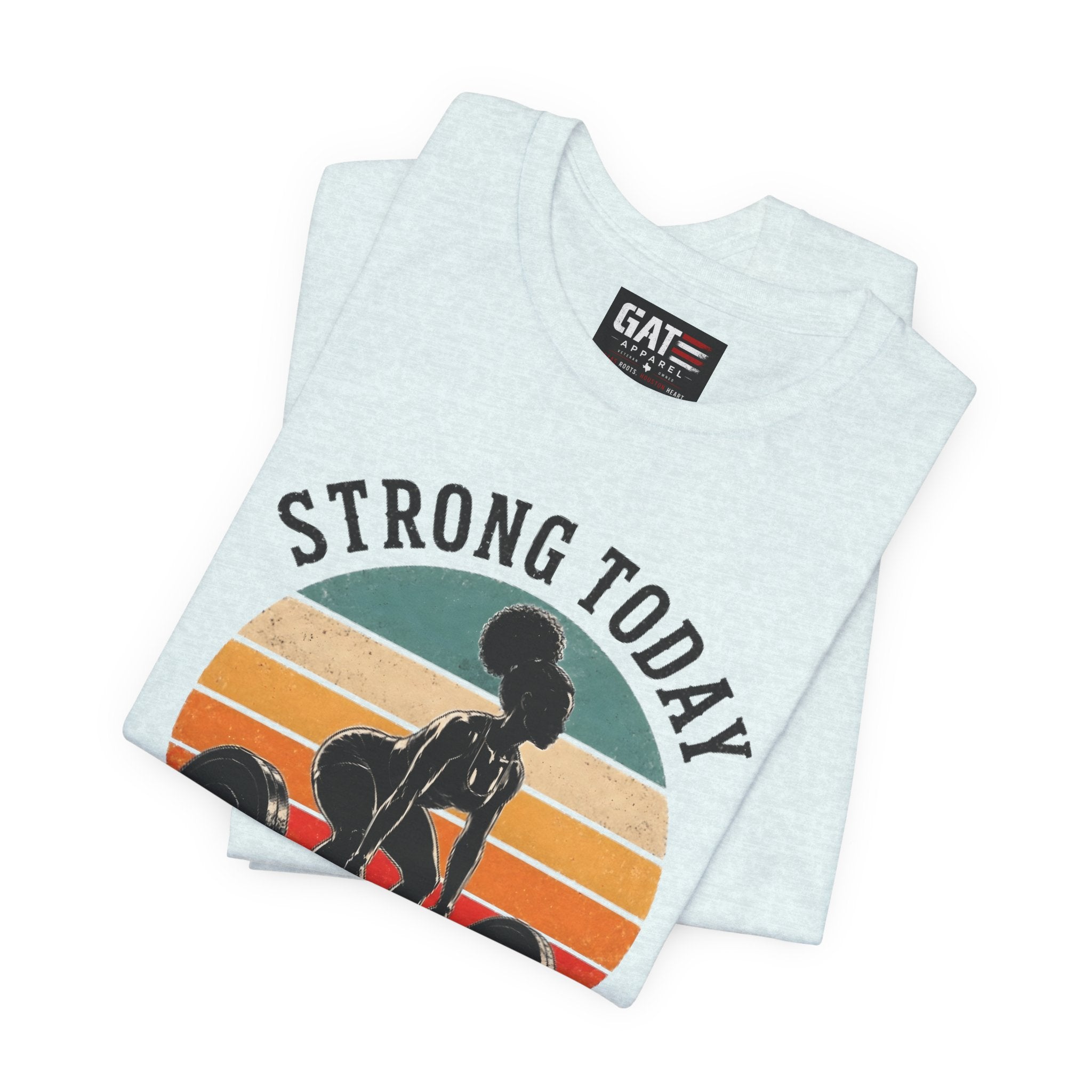 Strong Today Stronger Tomorrow Shirt, Women's Gym Shirt, Retro Weightlifting Tee, Fitness Gift for Women