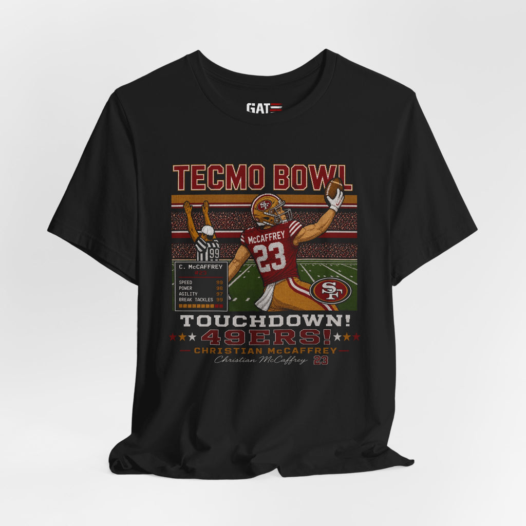 Christian McCaffrey Tecmo Bowl Shirt, Retro Football Graphic Tee, Vintage Pixel Art Touchdown T Shirt, Game Day Gift