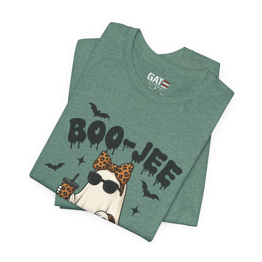 Boo-Jee Leopard Ghost Tee — Cute Halloween Graphic T-Shirt