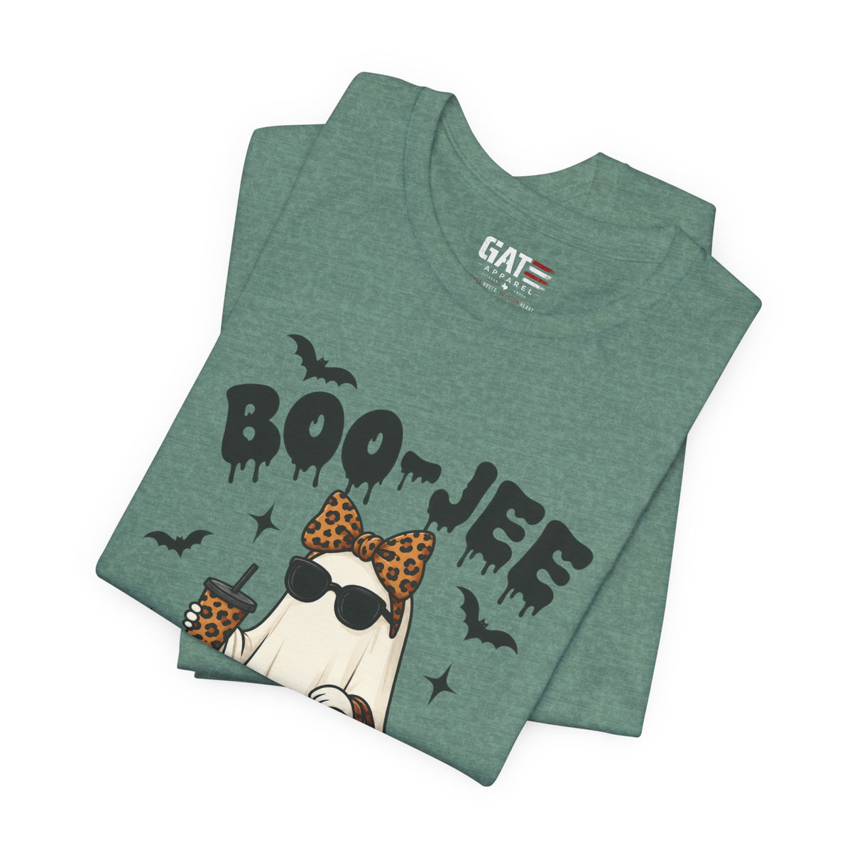 Boo-Jee Leopard Ghost Tee — Cute Halloween Graphic T-Shirt