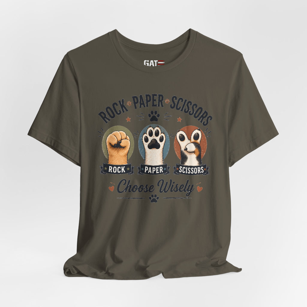 Rock Paper Scissors Cat Shirt, Funny Cat Lover Tee, Cat Paw Graphic Shirt, Cute Pet Mom Gift, Choose Wisely Cat Tee, Cat Dad Shirt