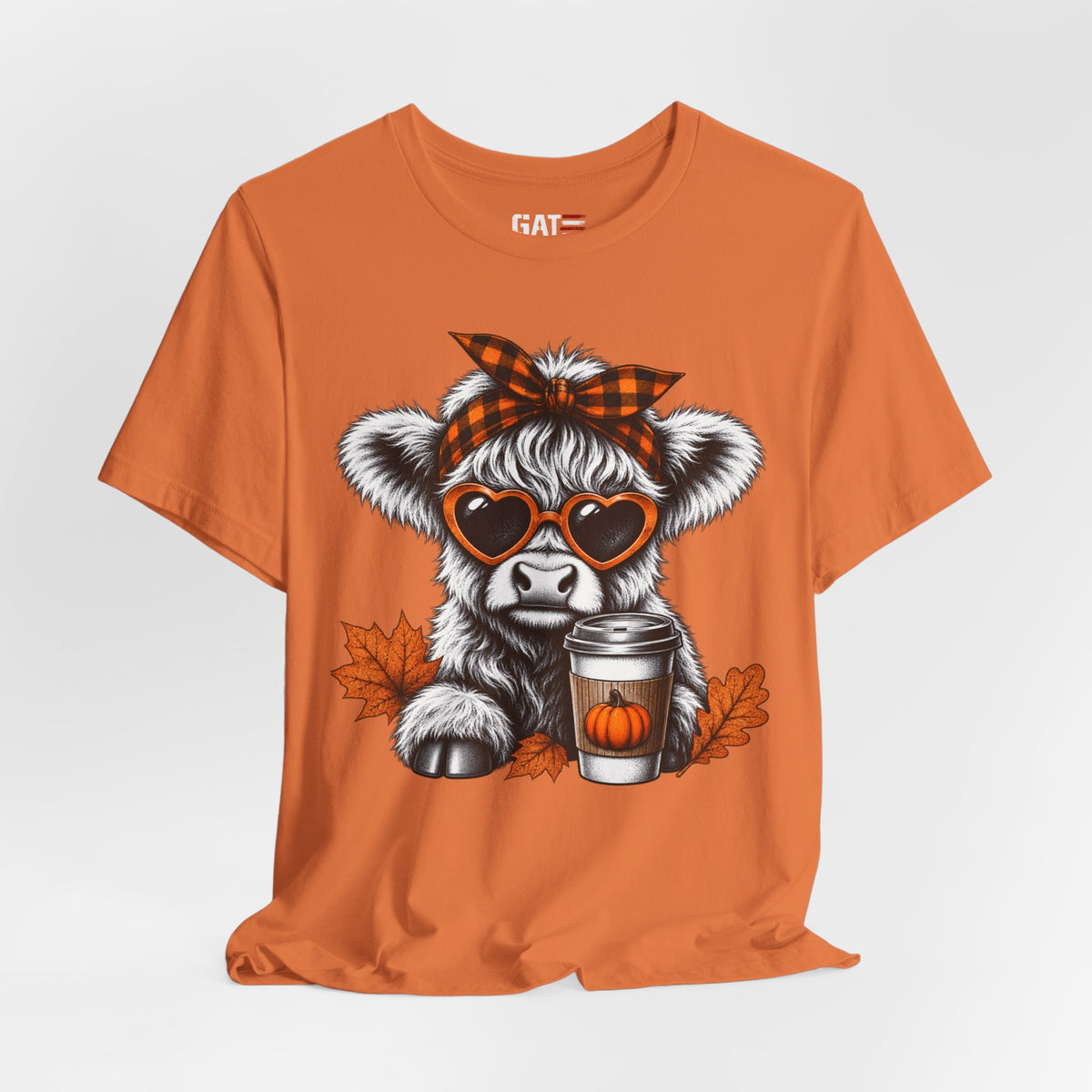 Cute cow pumpkin season tee product mockup