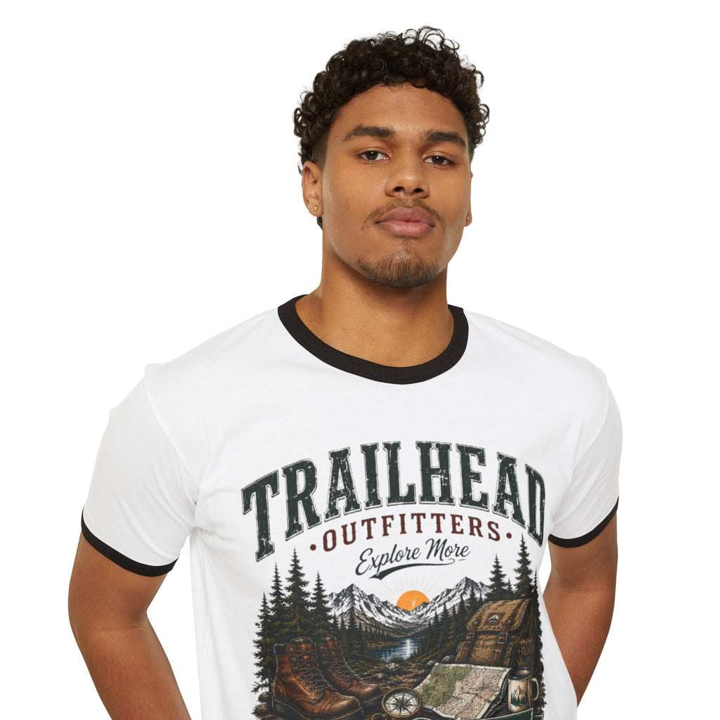 Trailhead Outfitters Ringer Tee — Vintage Camping Mountain T-Shirt